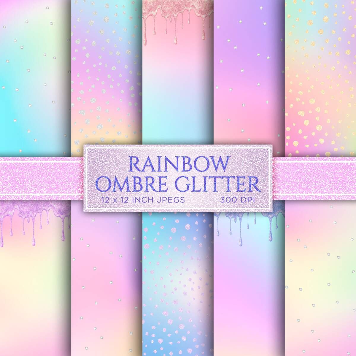 Rainbow Ombre Glitter Digital Paper Sparkle Digital Paper Unicorn Dripping Textures Patterns INSTANT DOWNLOAD Etsy