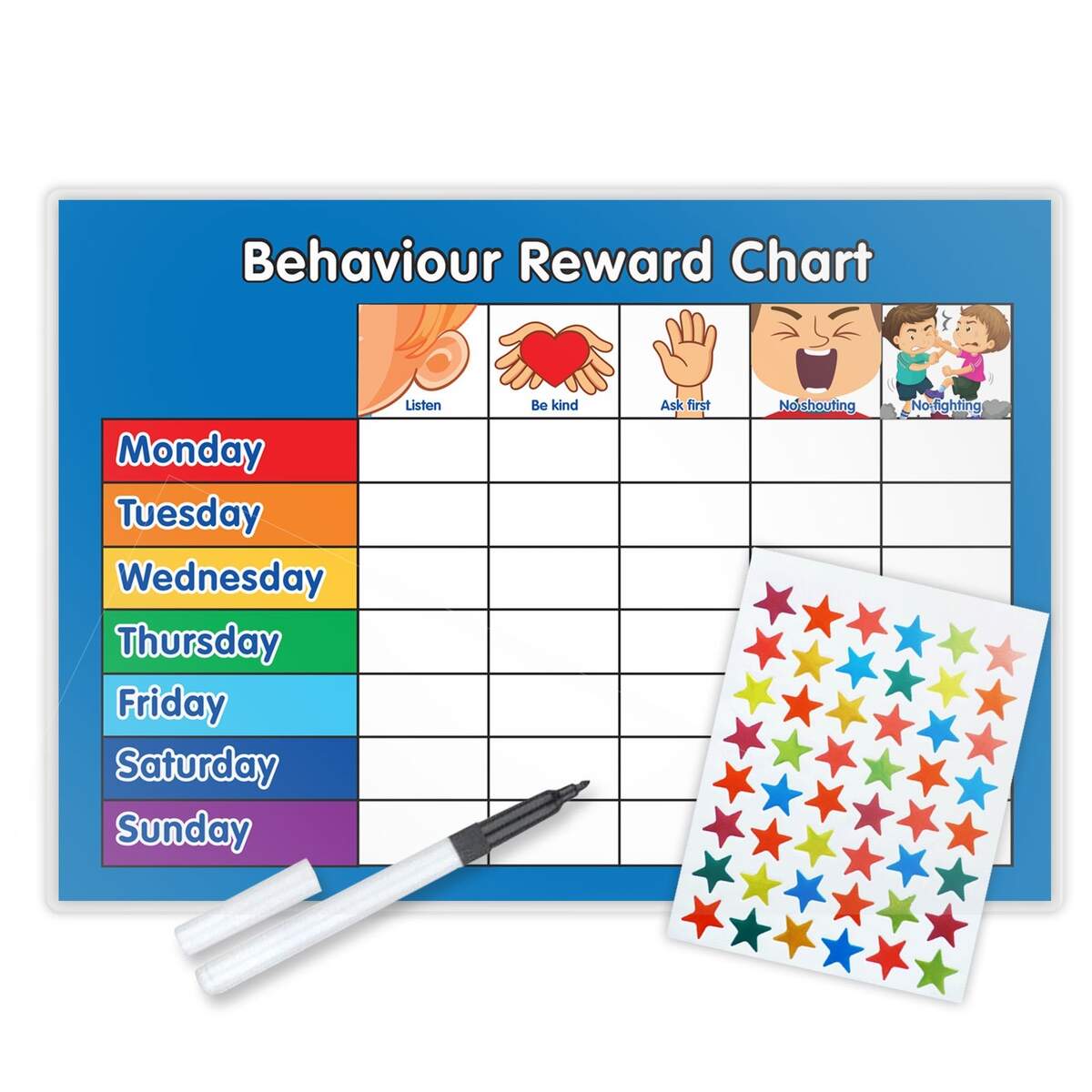 Re Usable Behaviour Reward Chart Including FREE Stickers And Pen Blue Design Etsy New Zealand