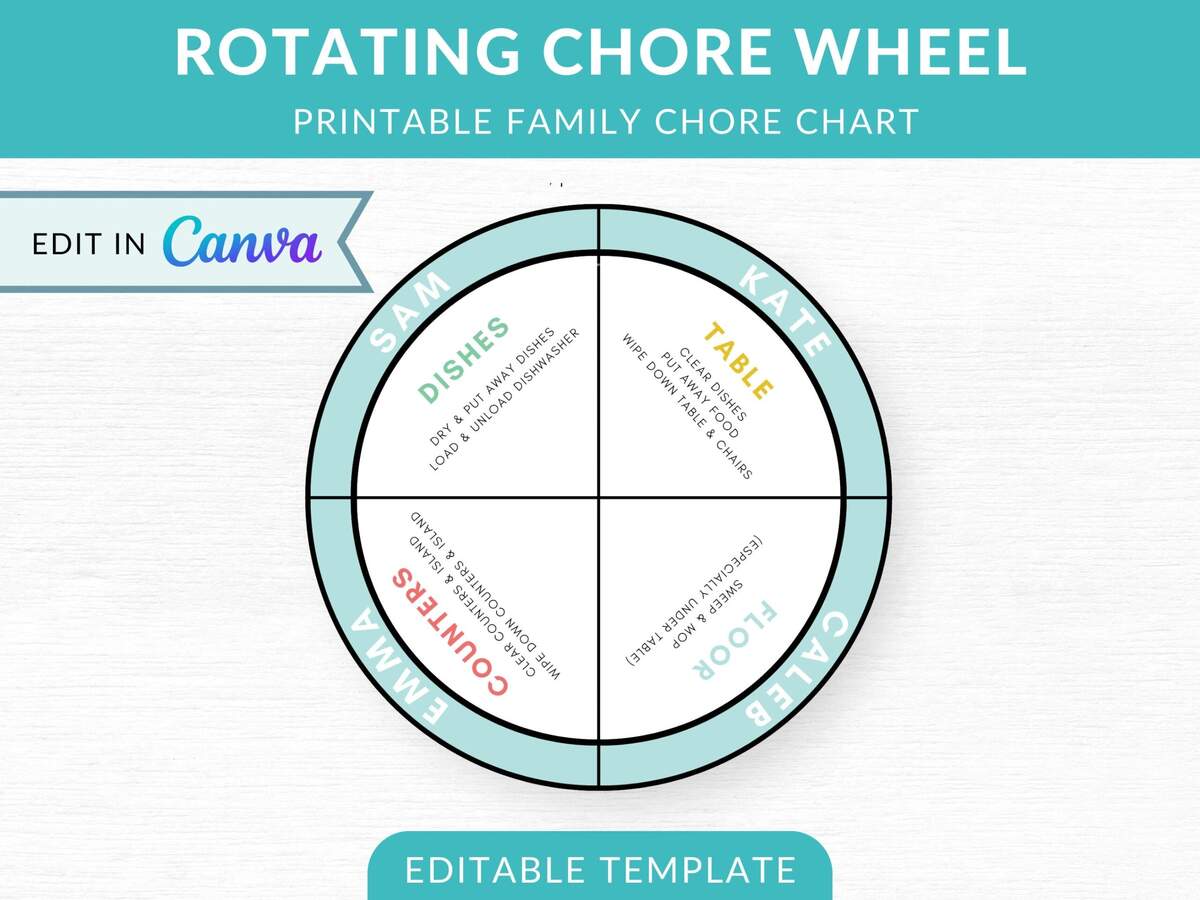 Rotating Chore Wheel Digital Template Family Chore Chart Etsy Chore Spinner Wheel Etsy Denmark