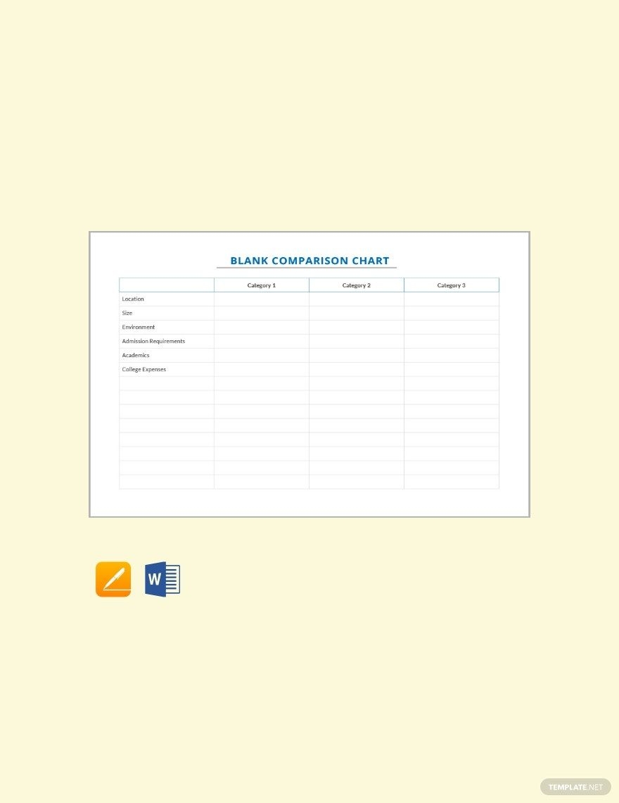 Sample Comparison Chart Template In Pages Word Download Template