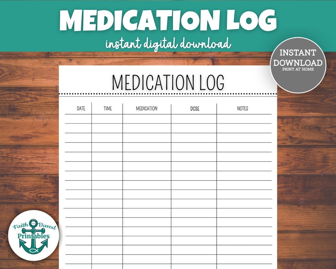 Medication Tracker Printable Pill Log Medical Record PDF PNG Etsy