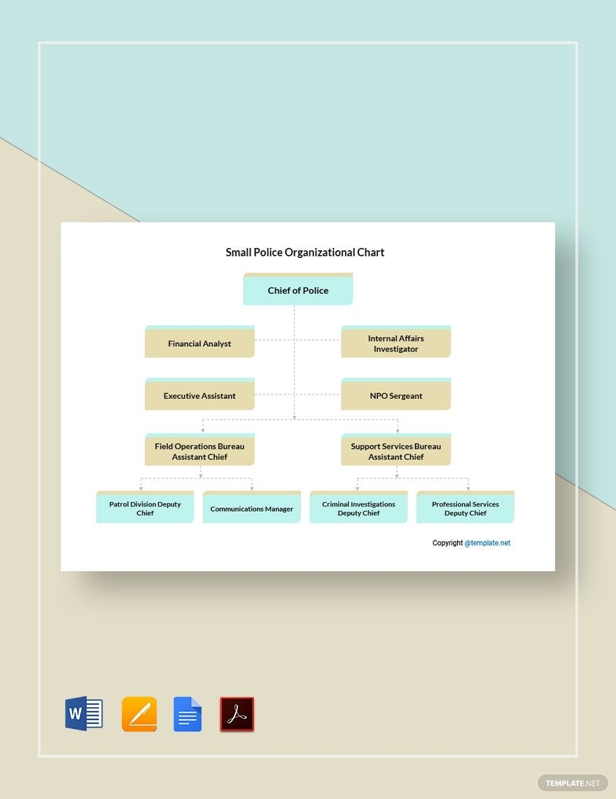 Small Police Organizational Chart Template In Pages Word PDF Google Docs Download Template