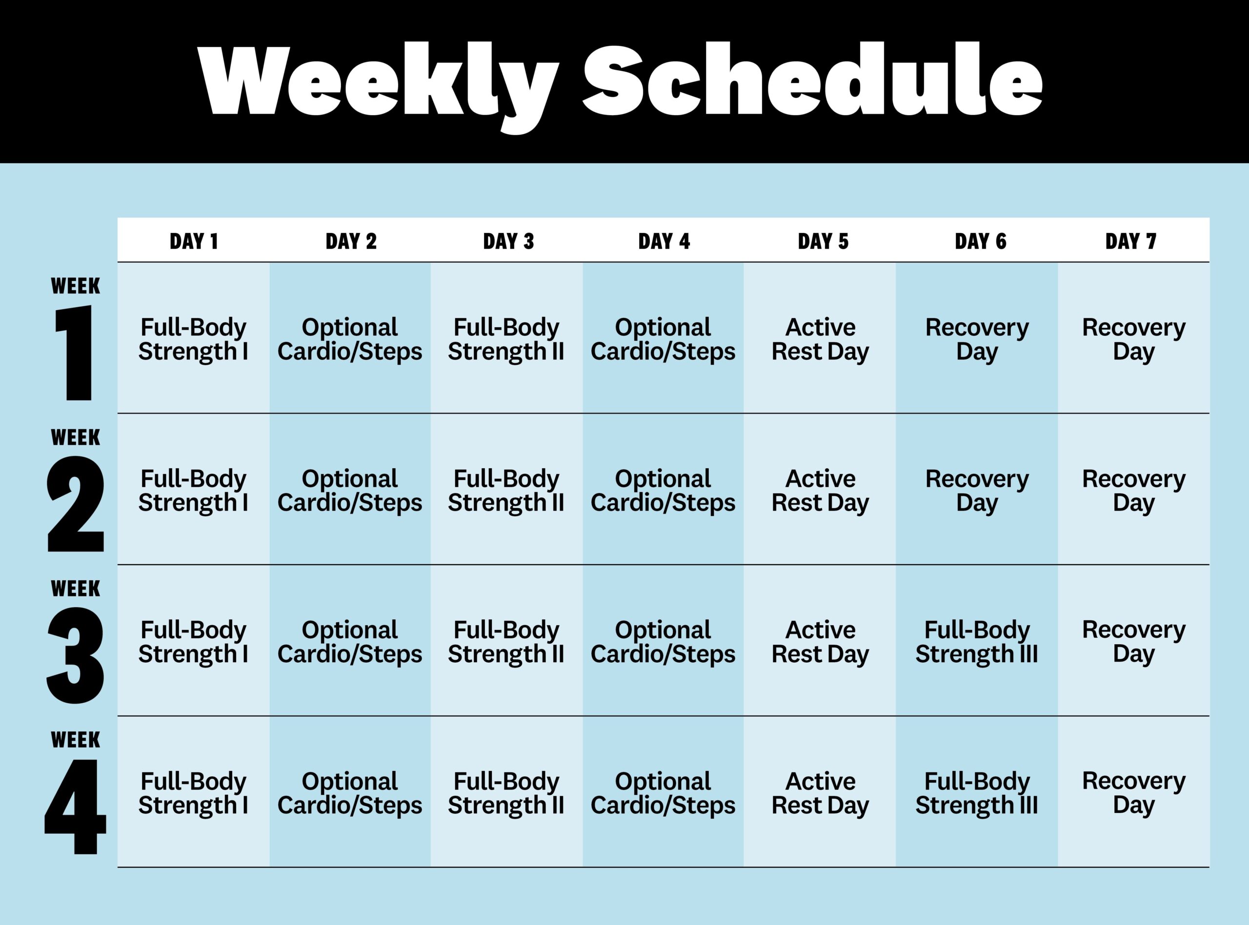 Split First Week Gym Workout Plan Beginner Workout Plan 4 Week Strength Training Cardio Program Split First Week Gym Workout Plan Beginner Workout Plan 4 Week Strength Training Cardio Program