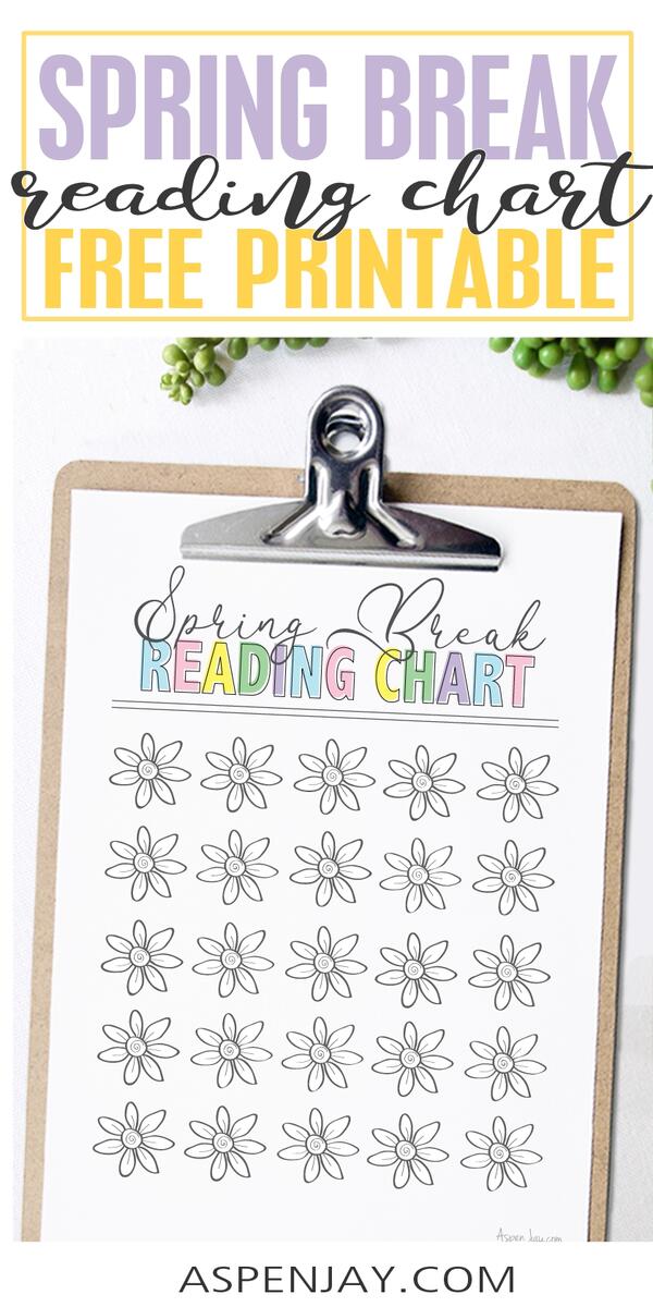 Spring Break Reading Chart Aspen Jay Spring Break Reading Chart Aspen Jay