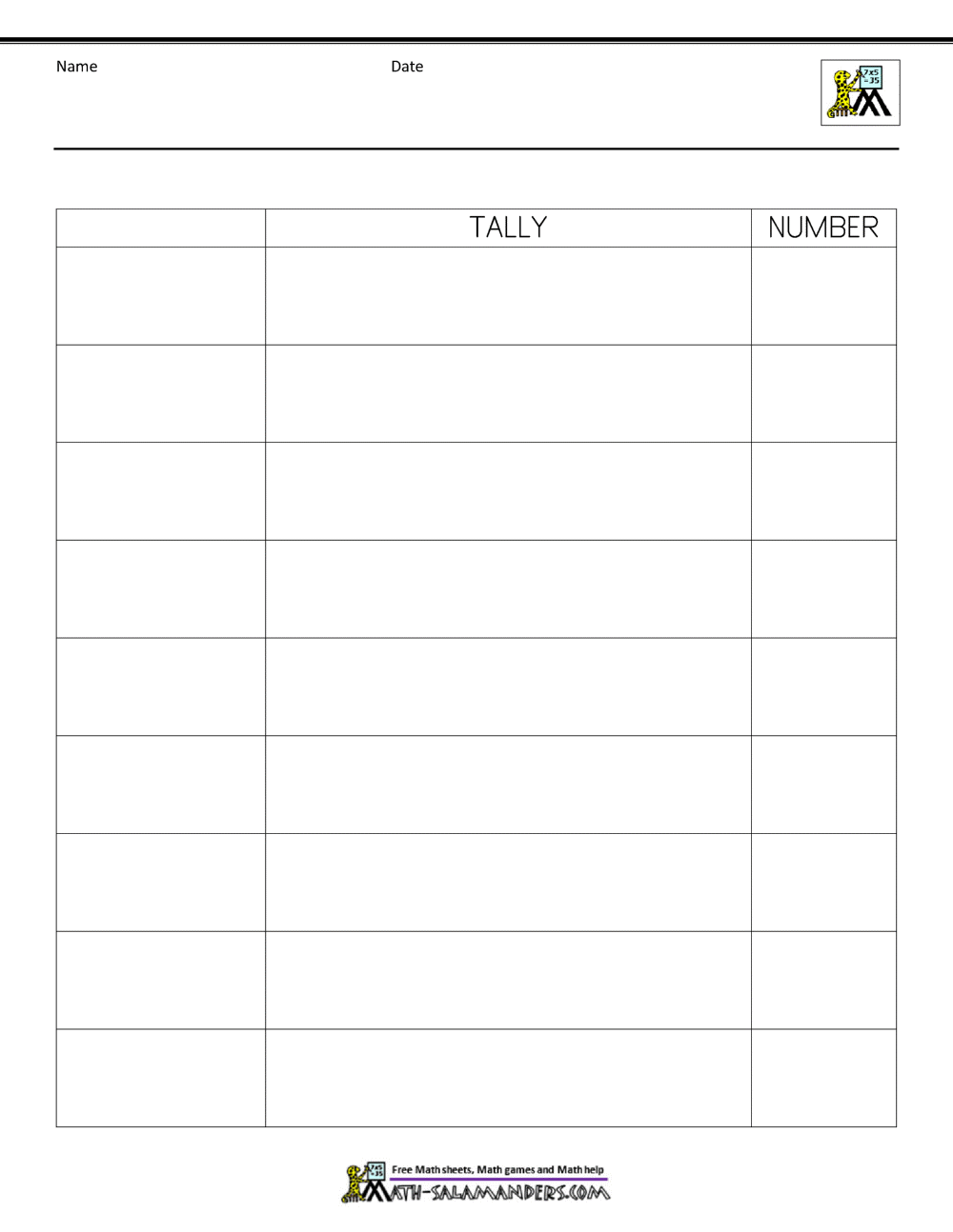 Tally Marks Superstar Worksheets