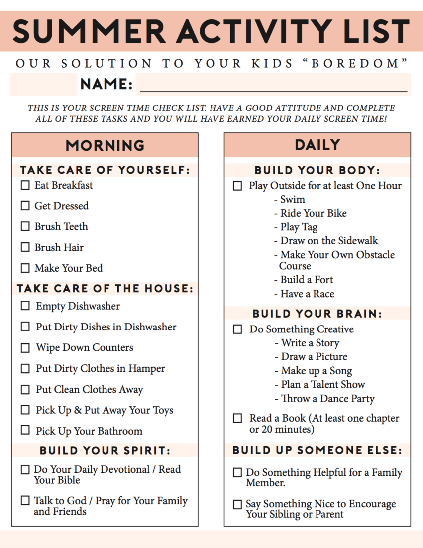The Ultimate Summer Chores Checklist KIDS Fresh Mommy Blog The Ultimate Summer Chores Checklist KIDS Fresh Mommy Blog