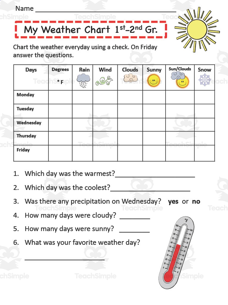 Weather Chart Printable By Teach Simple Weather Chart Printable By Teach Simple
