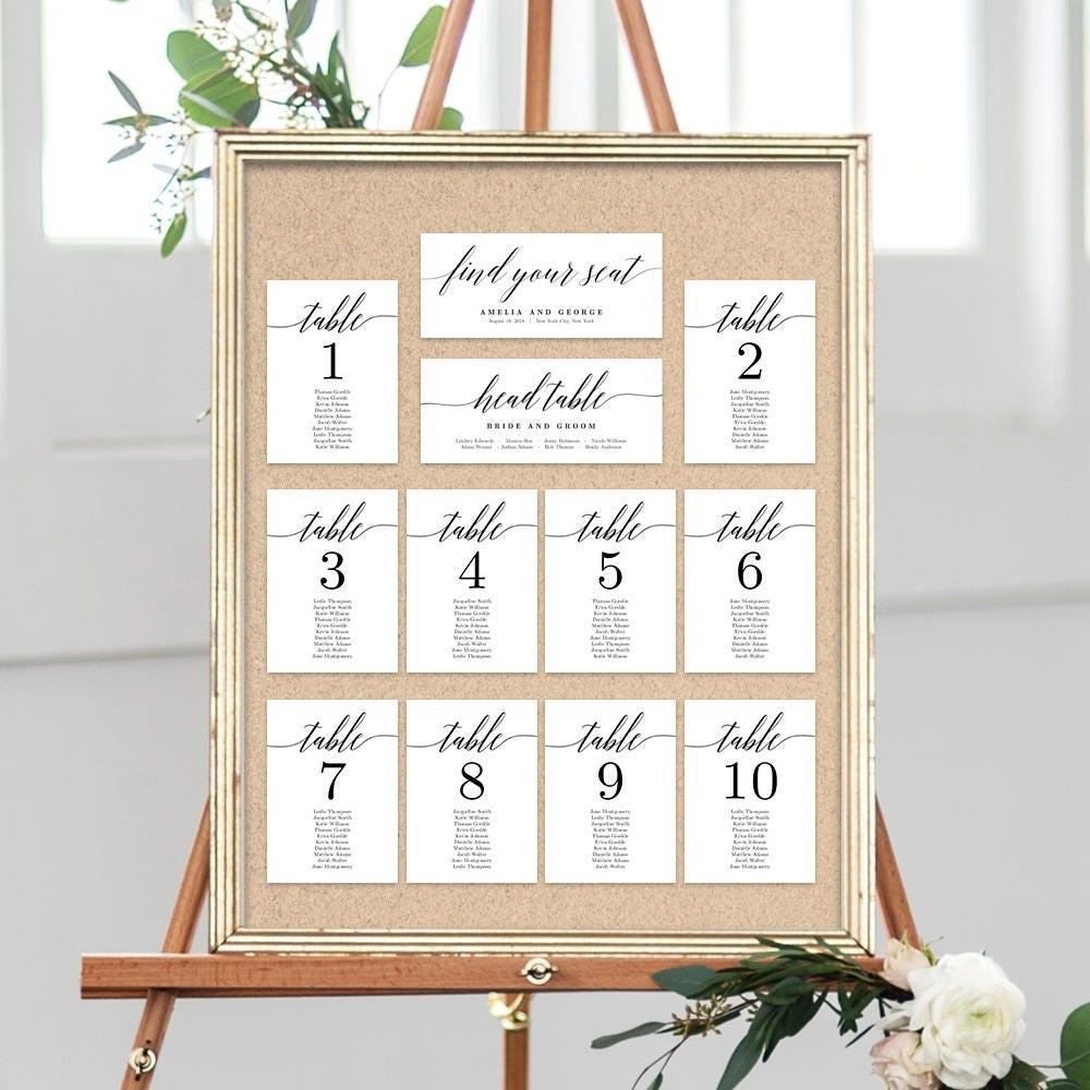 Amazon Personalized Wedding Guest Seating Chart Custom Guest List And Seating Table Chart Greenery Wedding Seating Chart Template Eucalyptus Wedding Seating Printable Wedding Seating Chart Sign Wedding Seating Plan Patio