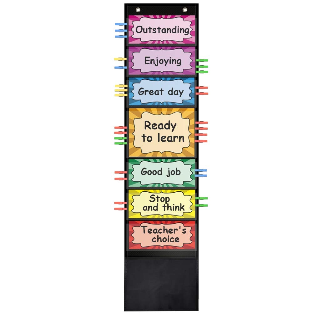 ZKOO Student Behavior Clip Chart For Classroom Management Kids Track Reward Pocket Chart Hanging Creative Bulletin