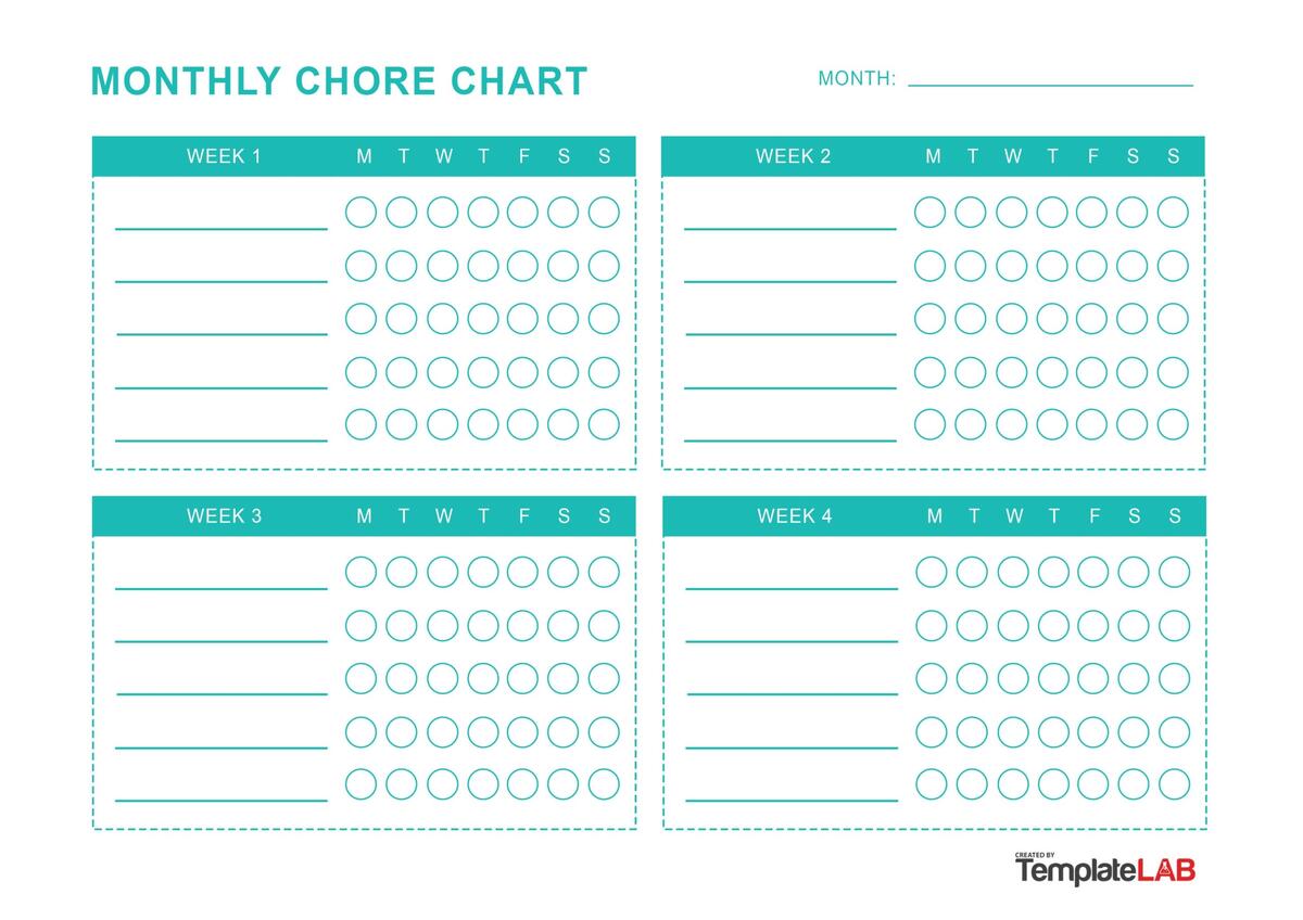 Download Printable Simple Monthly Chore Chart Template PDF