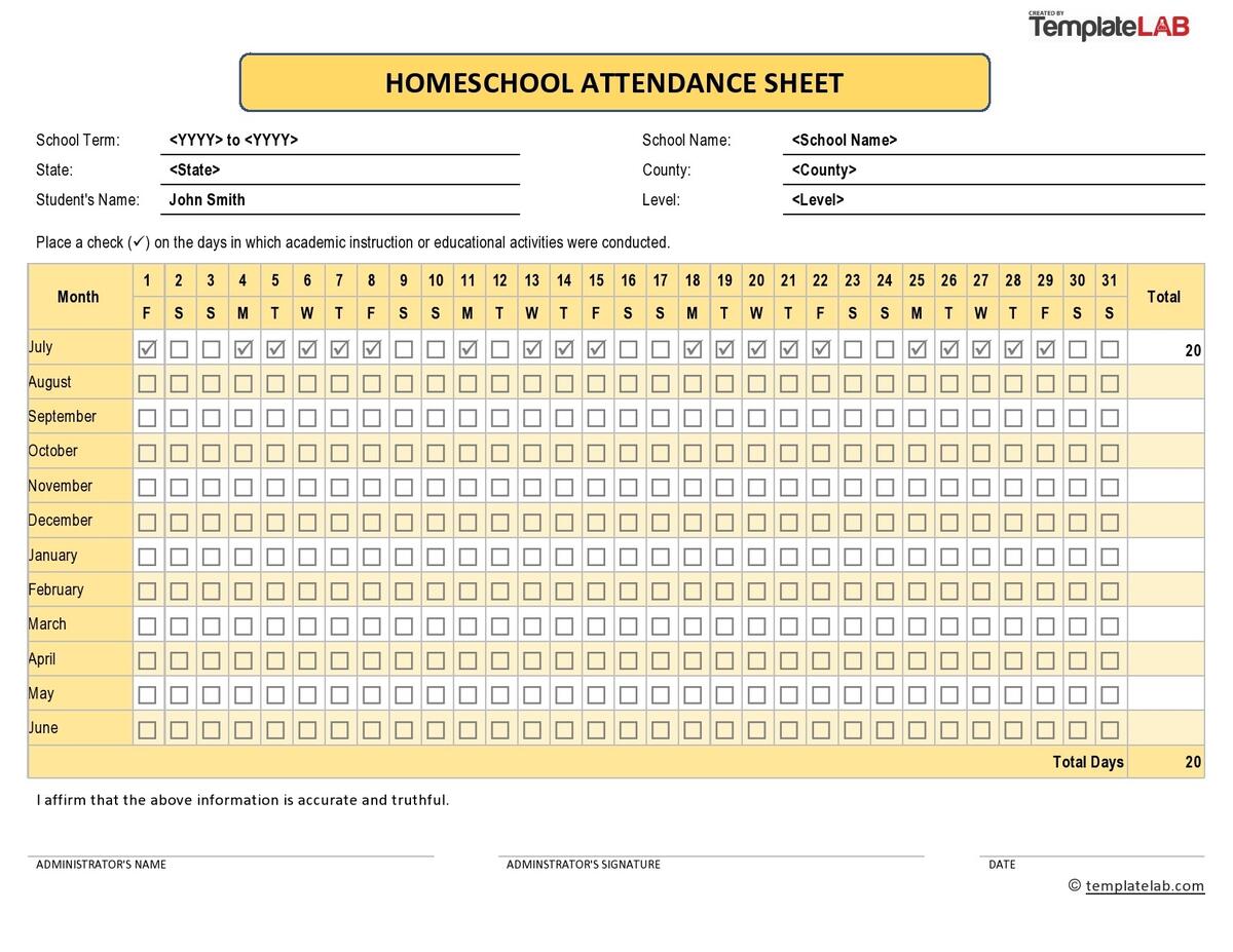 23 Free Printable Attendance Sheet Templates Word Excel
