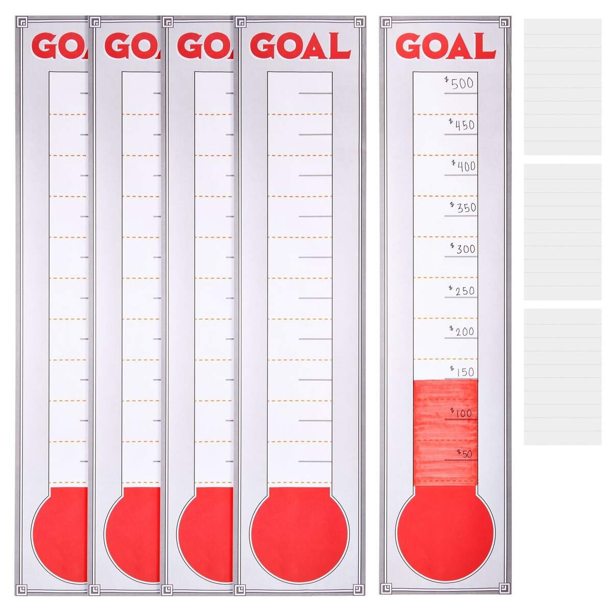 5 Pack Giant Fundraising Thermometer For Goal Setting Tracker Chart For School Office 48x11 Inch Walmart