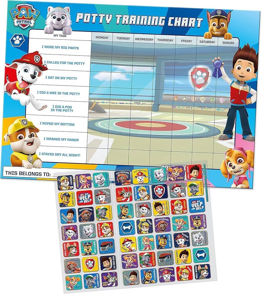 Amazon Paper Projects 01 70 30 025 Paw Patrol Potty And Toilet Training Reward Chart And Stickers For Ages 3 29 7cm X 42cm Office Products