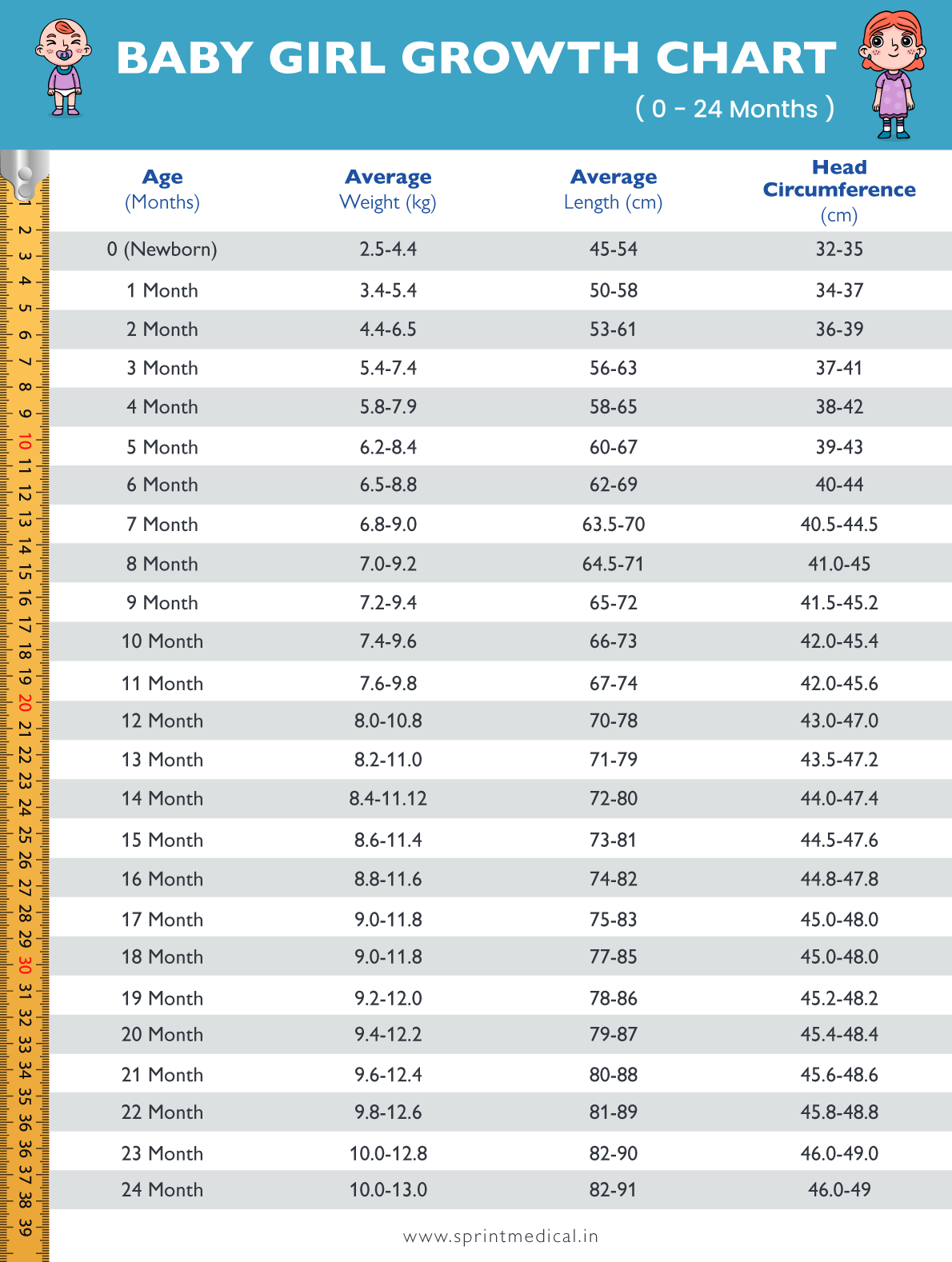 Month Baby Growth Chart In PDF Download Template