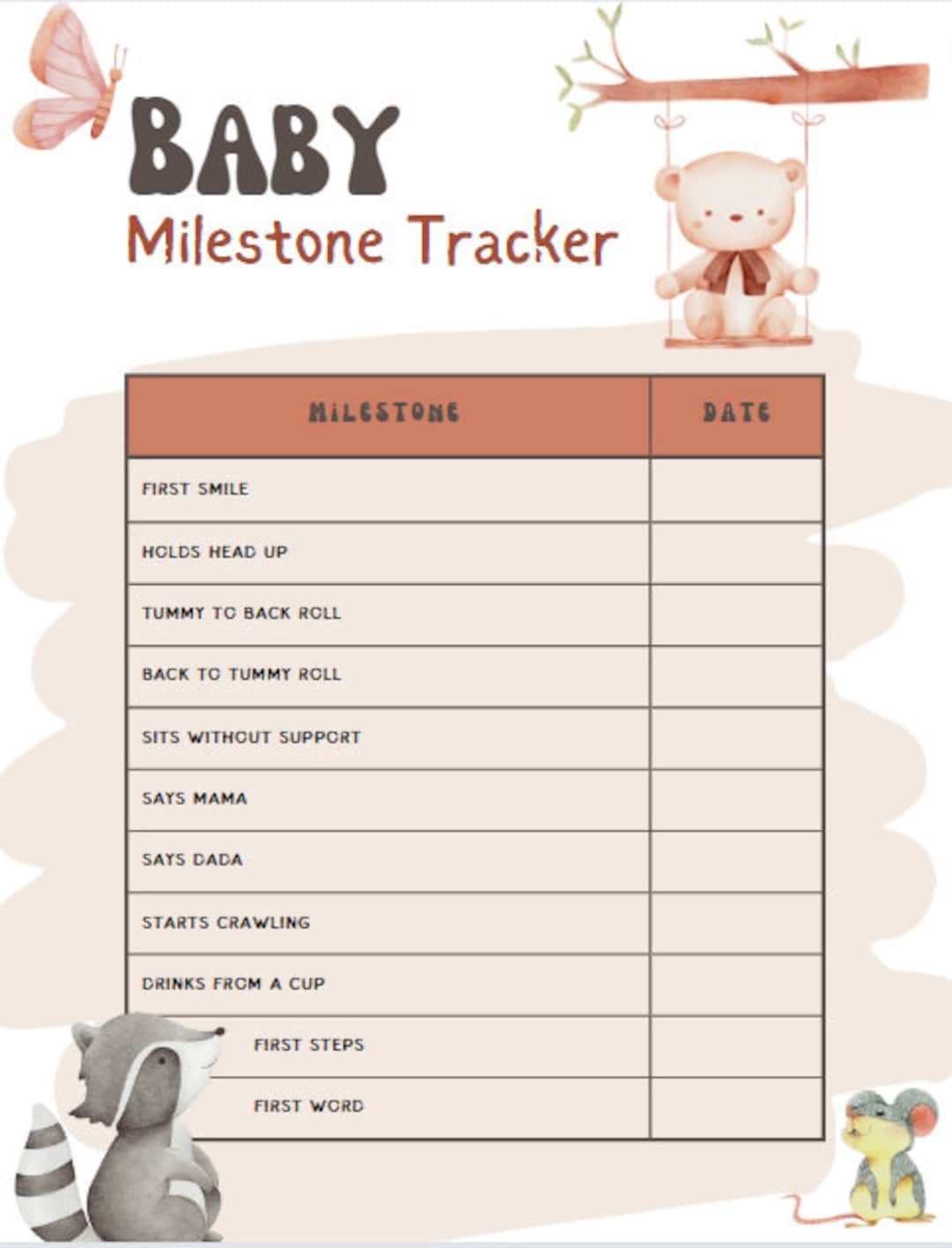 Baby Milestone Tracker Milestone Tracker Baby Firsts Tracker Cute Baby Milestone Tracker Printable Baby Milestone Tracker PDF Etsy