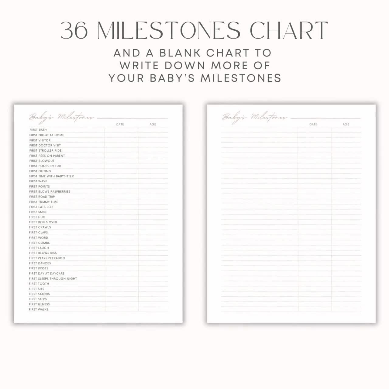 Baby Milestones Tracker Chart Baby Tracking Log Book Baby Journal Printable Instant Download Gender Neutral Boho Theme Etsy