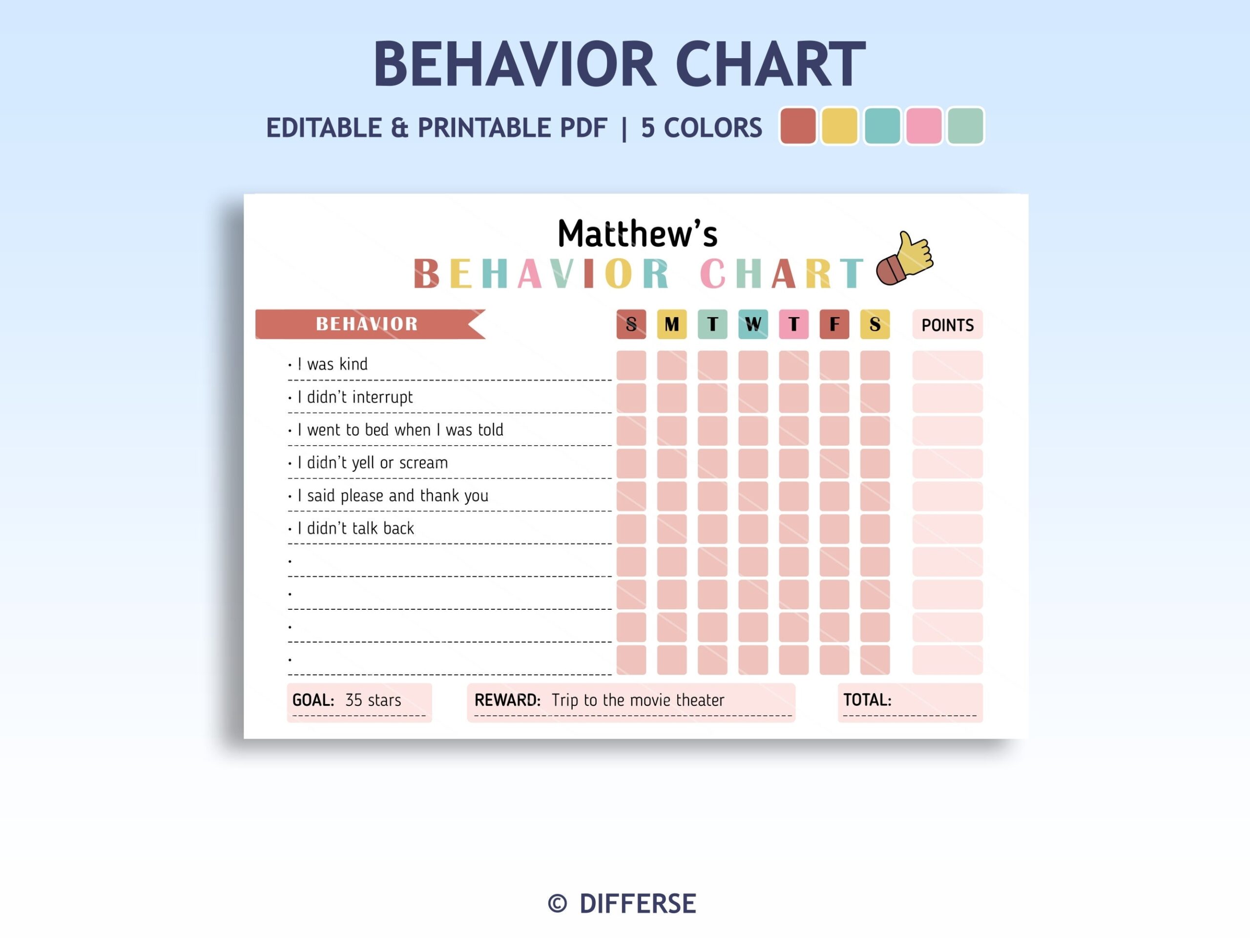 Behavior Chart For Kids Behavior Chart Behavior Reward Chart Printable Behavior Chart Good Behavior Chart Classroom Behavior Chart Etsy Israel
