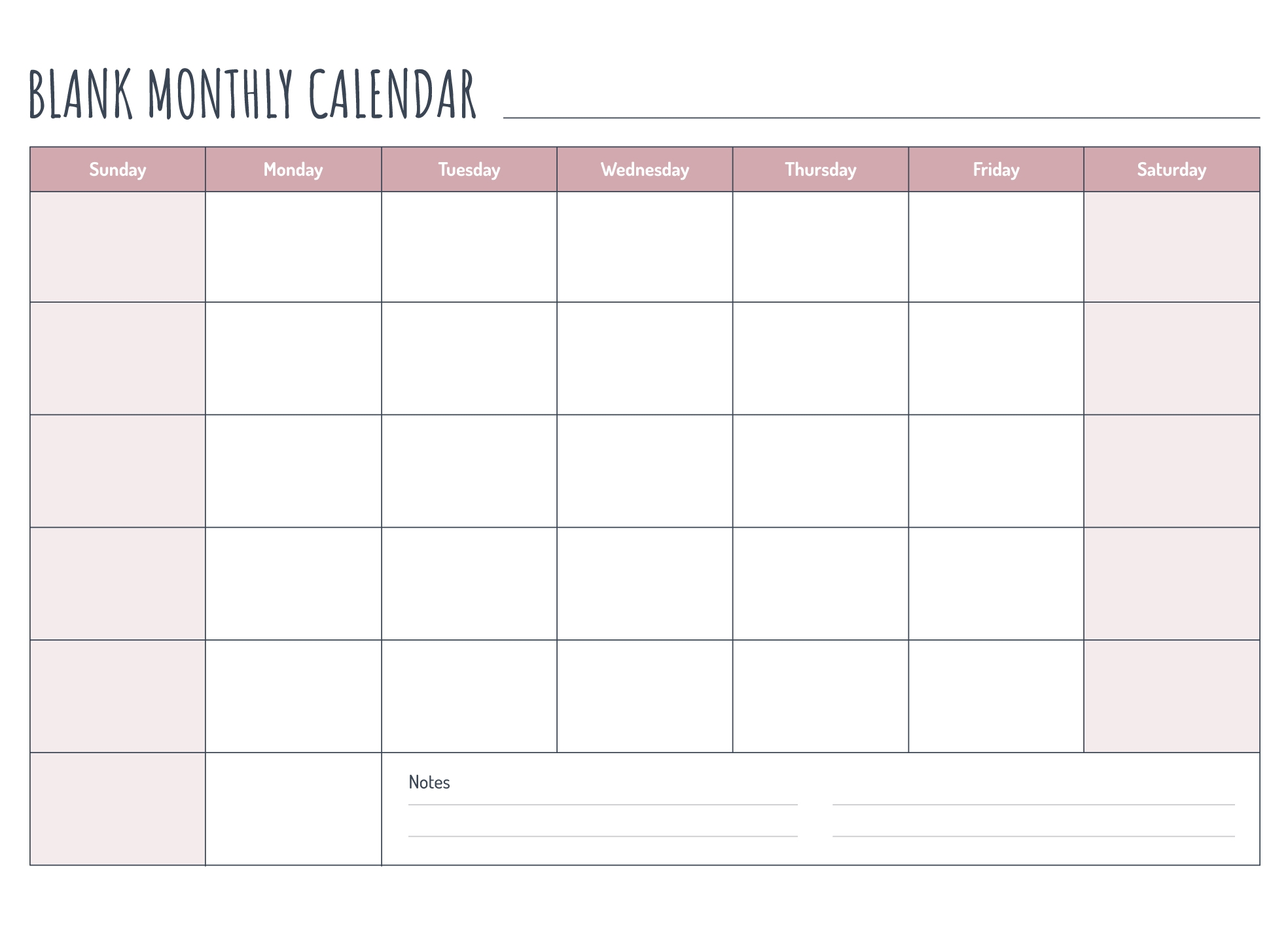 Blank Monthly Calendar Free Google Docs Template Gdoc Io
