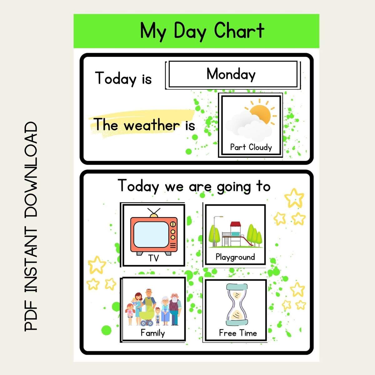 Buy Day Chart Home School Autism Special Needs Children Kids Daily Routine Reward Preschool Toddler Behaviour Online In India Etsy