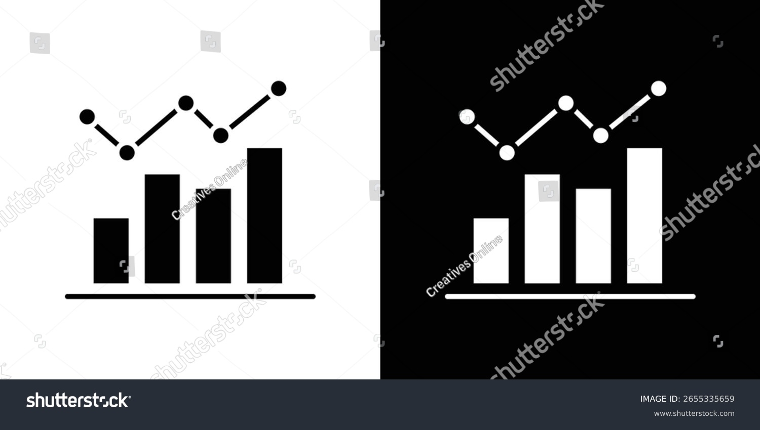 Chart Icon Flat Version On Black Stock Vector Royalty Free 2655335659 Shutterstock