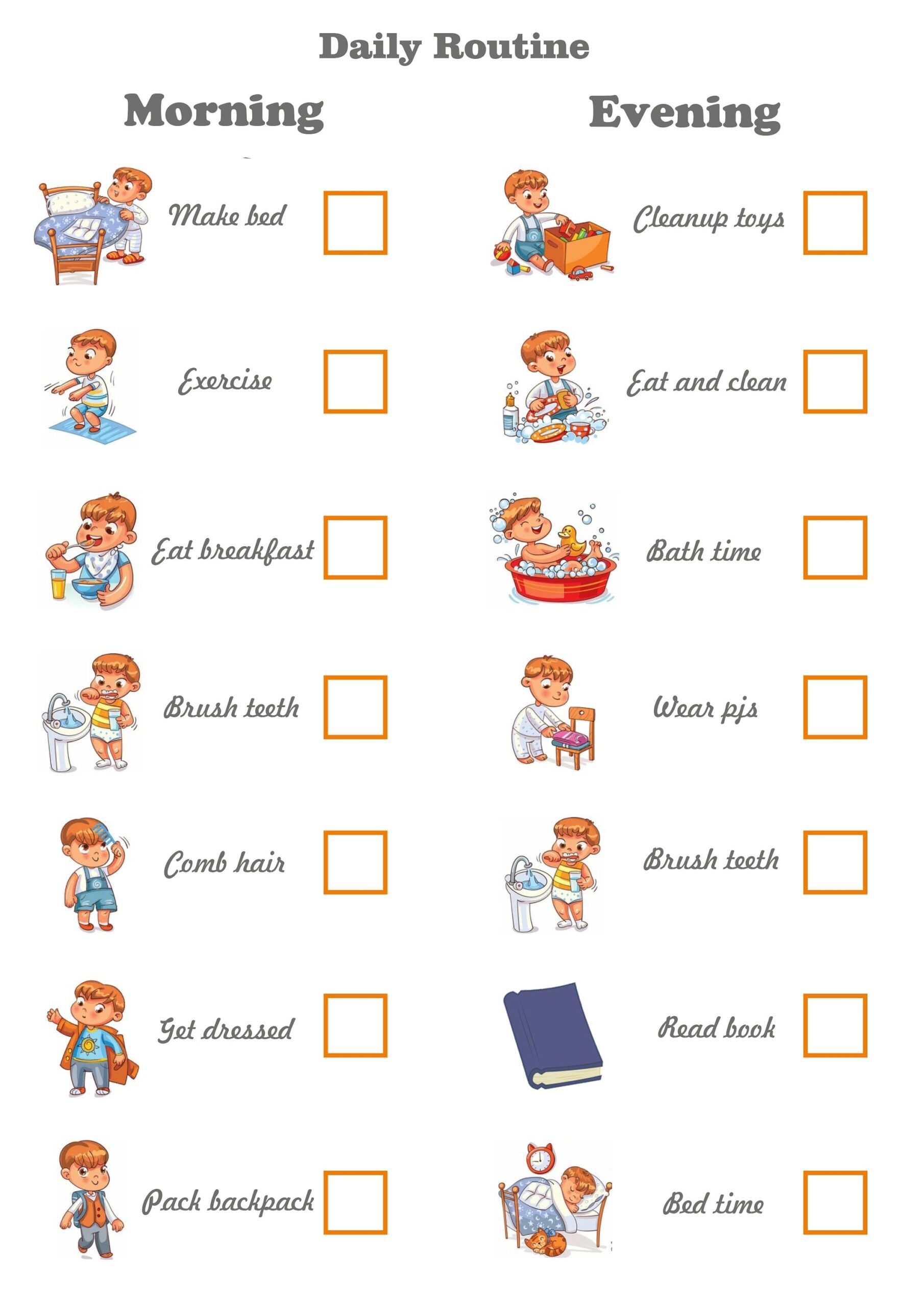Free Routine Activity Charts Customizable For Your Family