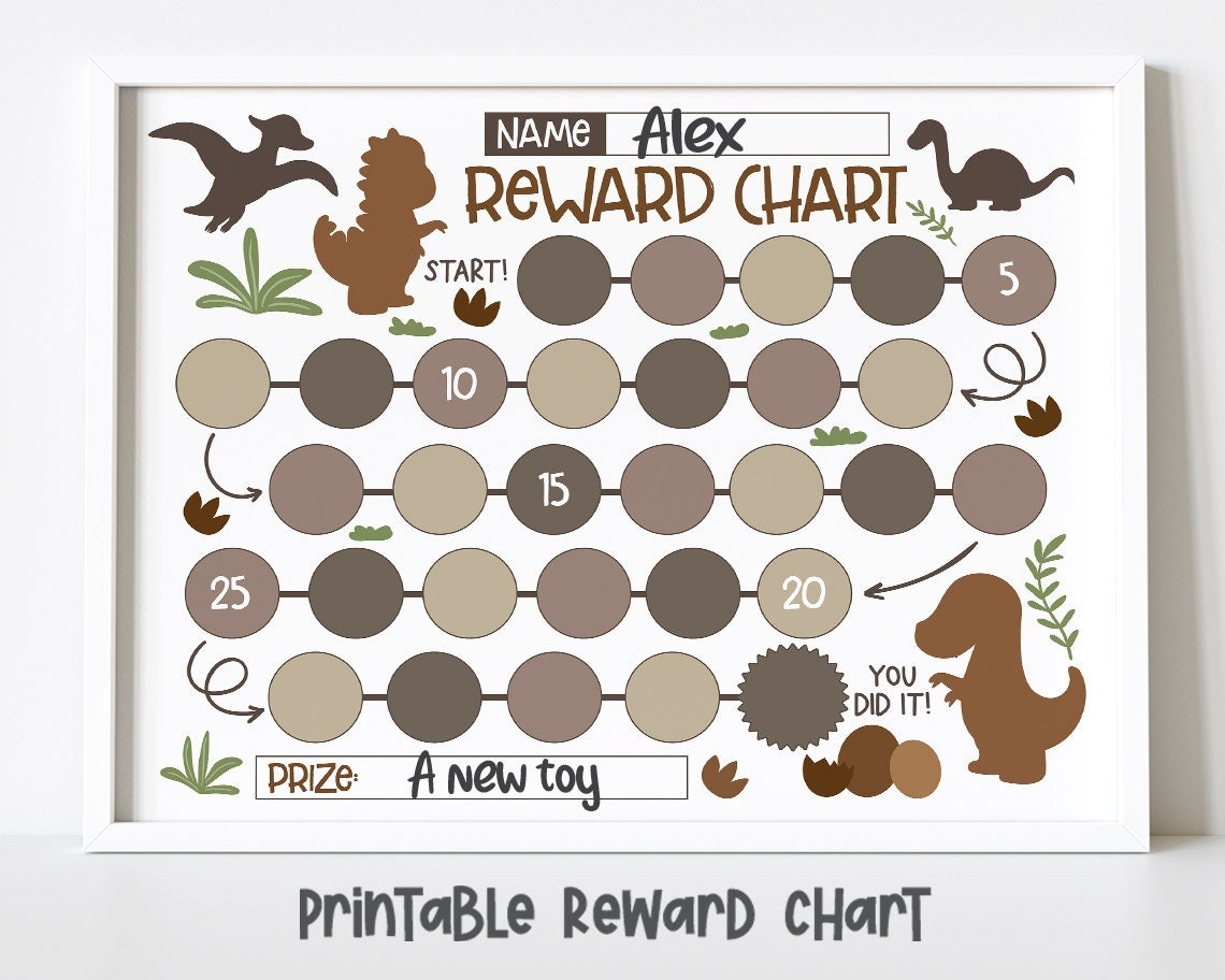 Dinosaur Reward Chart For Kids Printable Sticker Chart Instant Download Etsy Canada