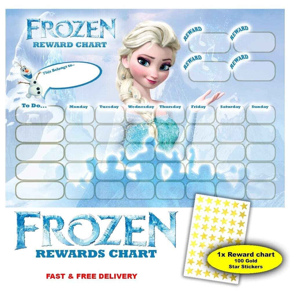 Disney Frozen Reward Chart For Kids 100 Gold Star Stickers Good Behaviour EBay Disney Frozen Reward Chart For Kids 100 Gold Star Stickers Good Behaviour EBay