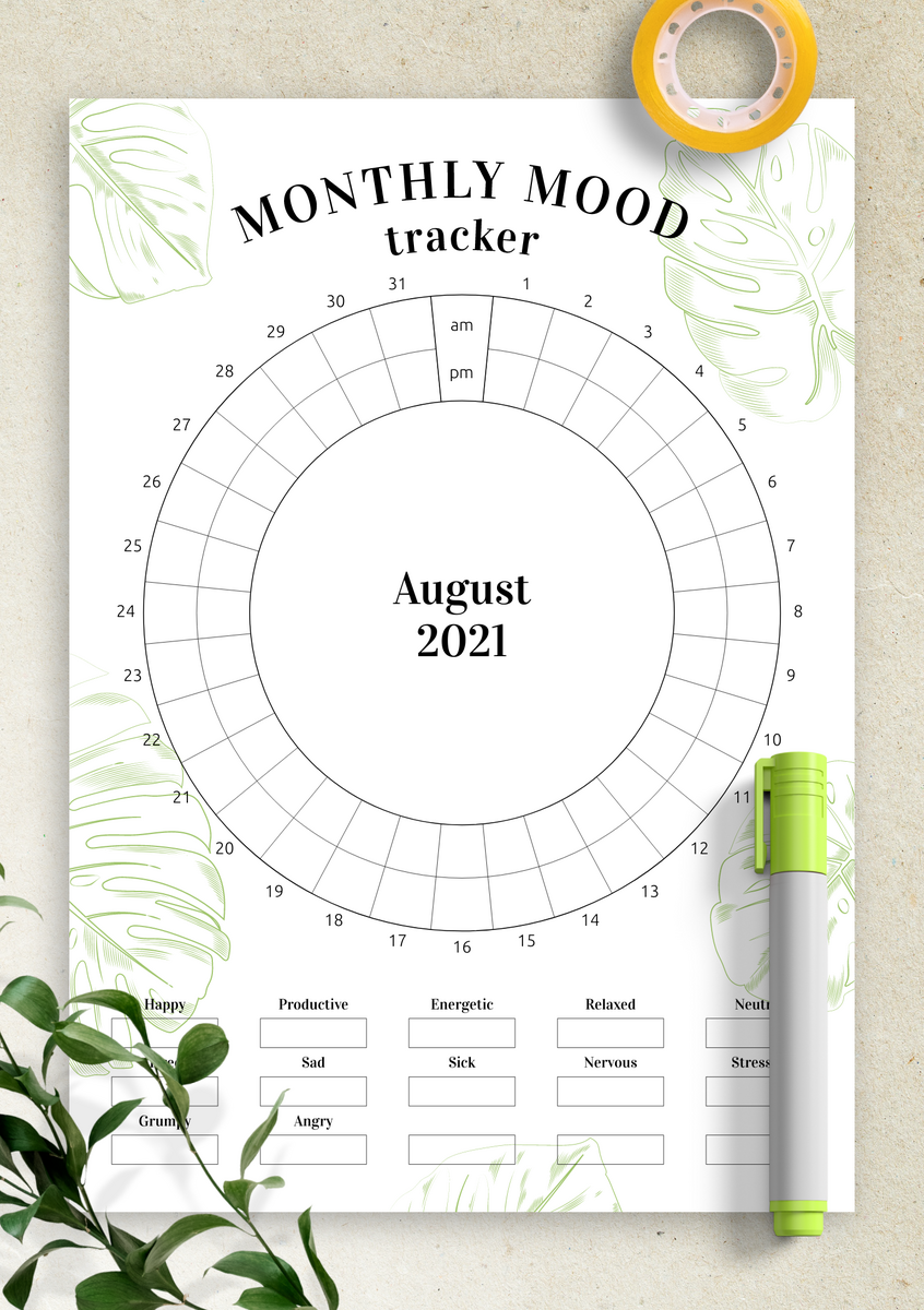 Daily Mood Tracker Printable Emotional Wellness Journal PDF Etsy Finland
