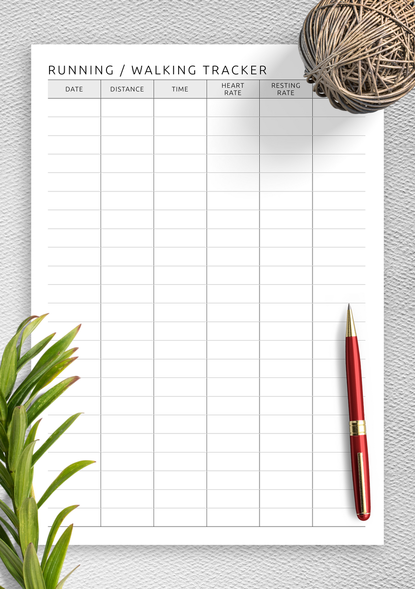 Download Printable Simple Running And Walking Tracker Template PDF