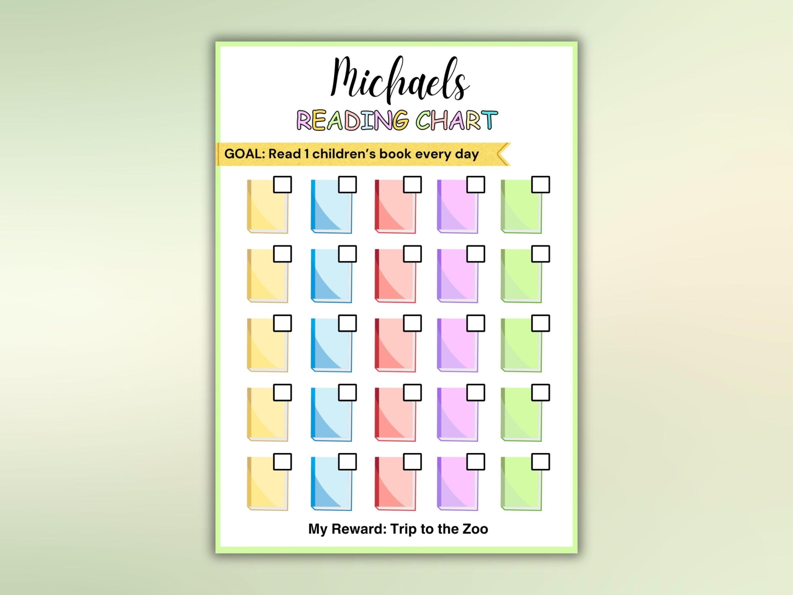 Easy Kids Reading Chart Motivating Reading Challenge Tracker Childrens Book Log Tick Box Reader Goals Planner Bedtime Story Book Template Etsy