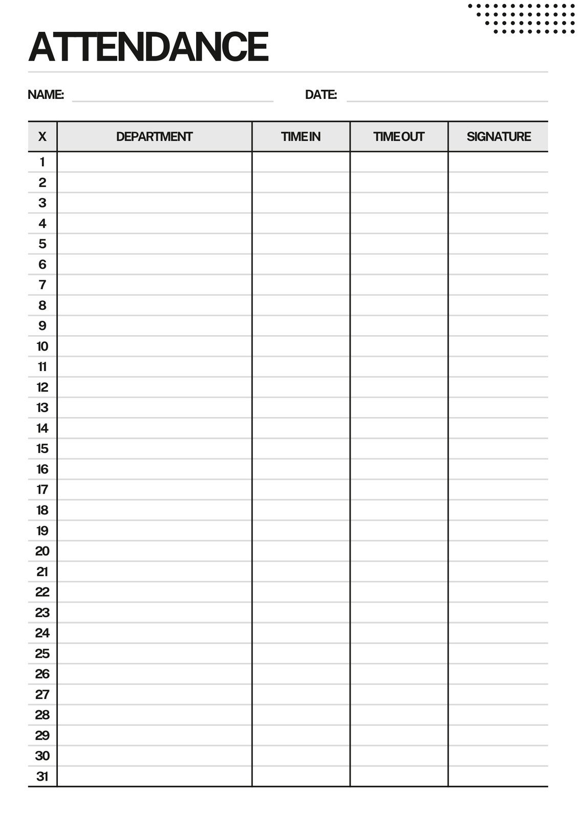 Free And Customizable Attendance Templates Free And Customizable Attendance Templates