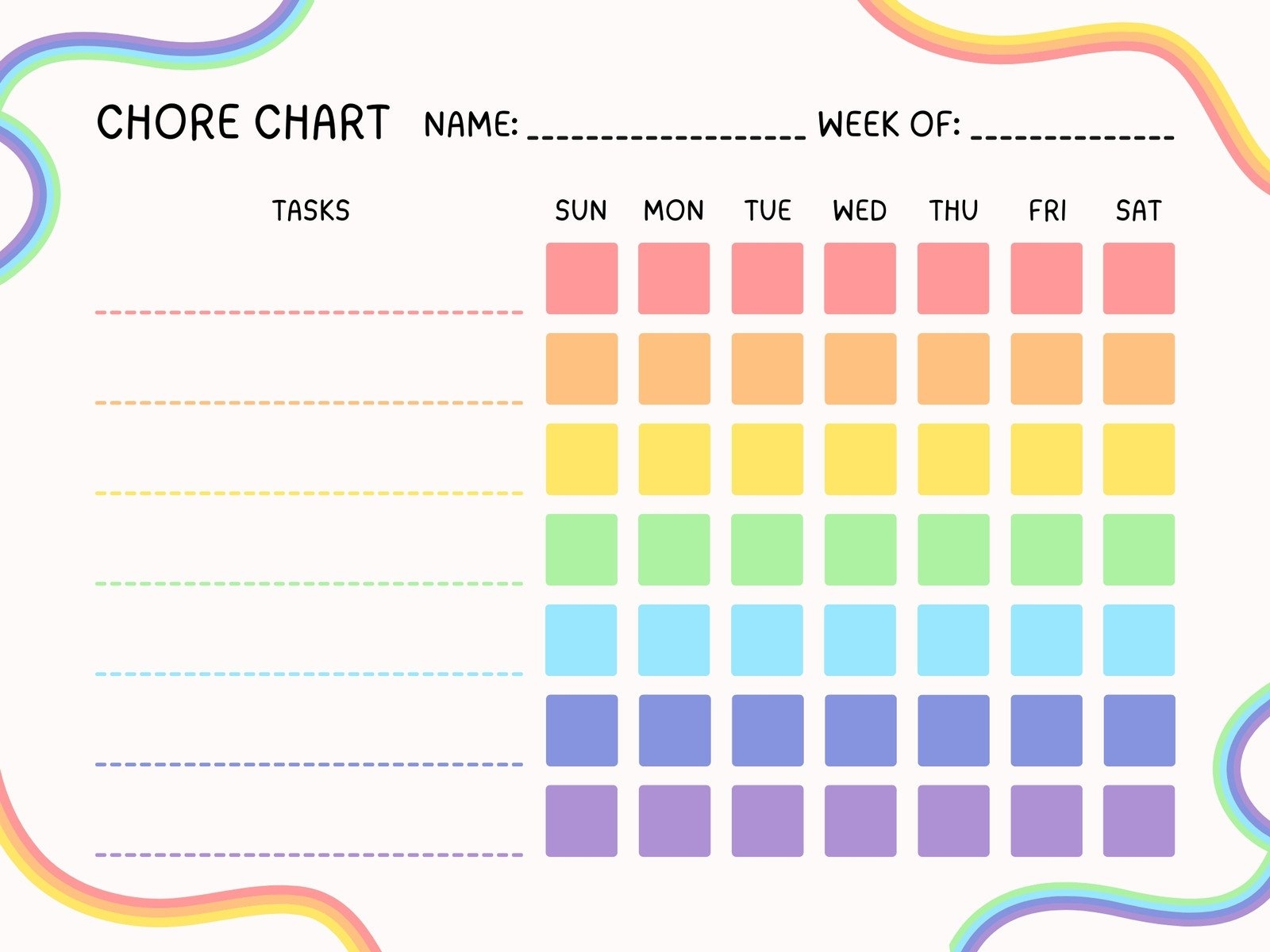 Page 2 Free Customizable Chore Chart Templates To Print Canva