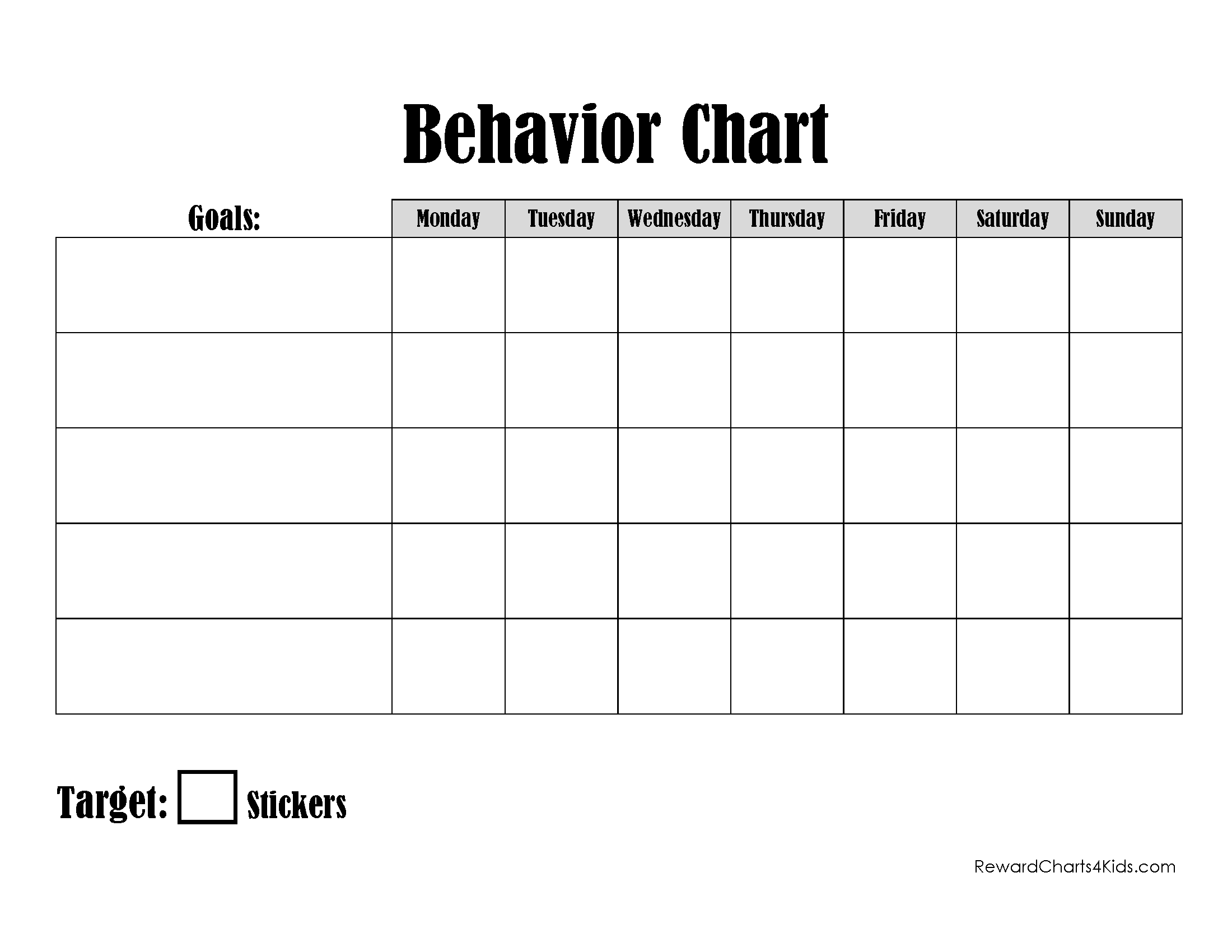 19 Printable Behavior Chart Templates For Kids TemplateLab