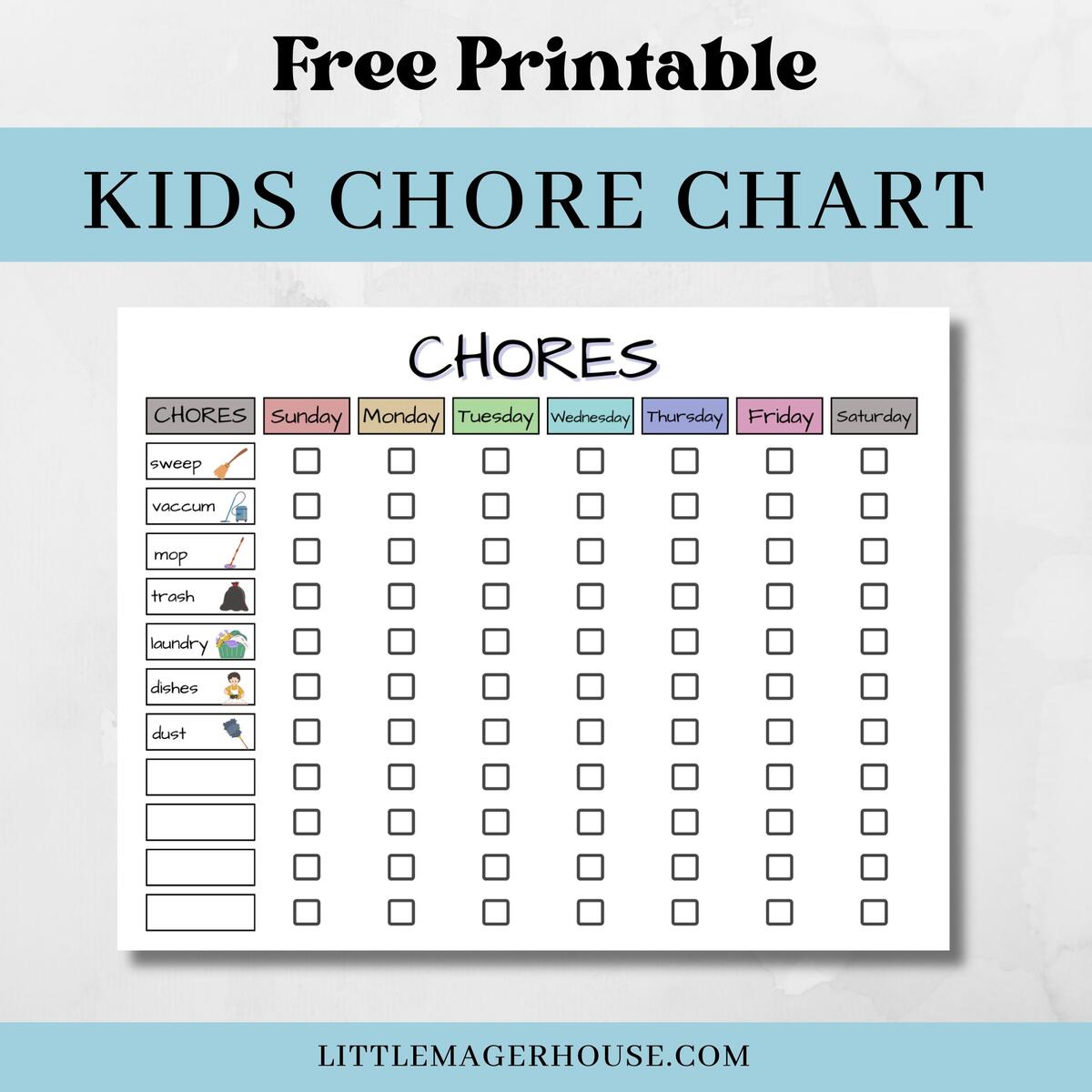 Free Printable Chore Chart For Kids With Pictures Little Mager House 5 Best Chore Chart Templates For Multiple Kids 2025 Milwaukee With Kids
