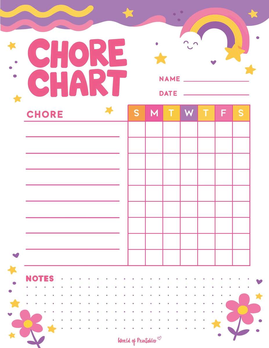 Free Printable Chore Charts For Kids Over 30 Fun Designs World Of Printables Free Printable Chore Charts For Kids Over 30 Fun Designs World Of Printables