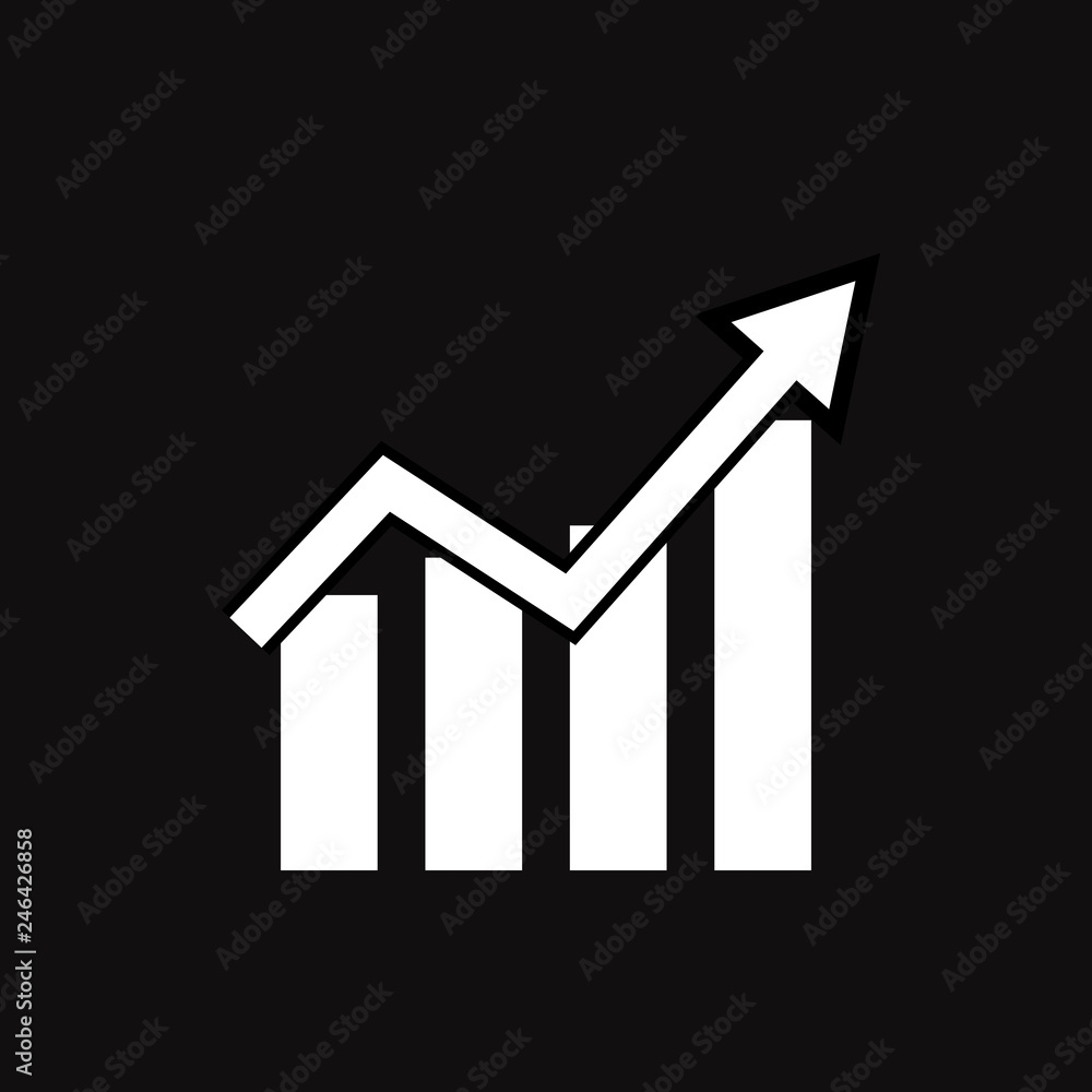 Graph Icon On Black Background Flat Style Line Chart Icon For Your Web Site Design Logo App UI Trend Up Graph Symbol Growing Graph Sign Stock Vector Adobe Stock