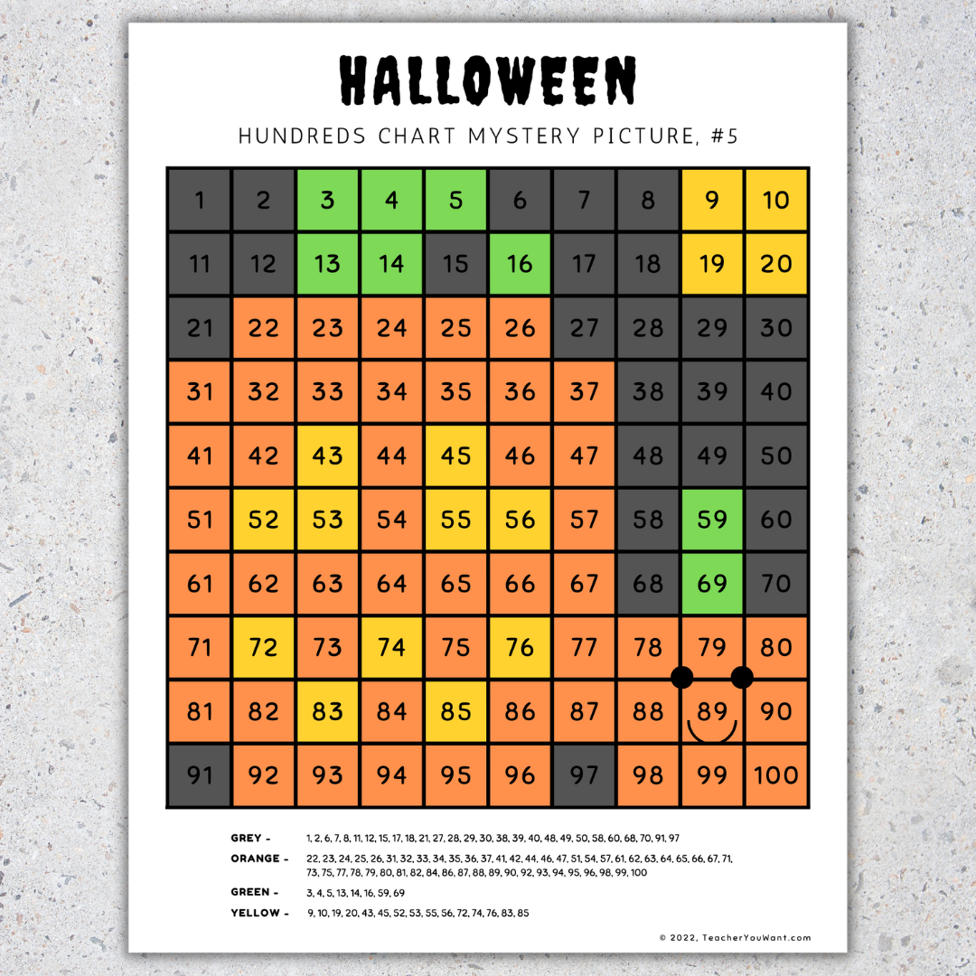 Halloween Math Hundreds Chart Mystery Picture Halloween Color By Number Made By Teachers Halloween Math Hundreds Chart Mystery Picture Halloween Color By Number Made By Teachers