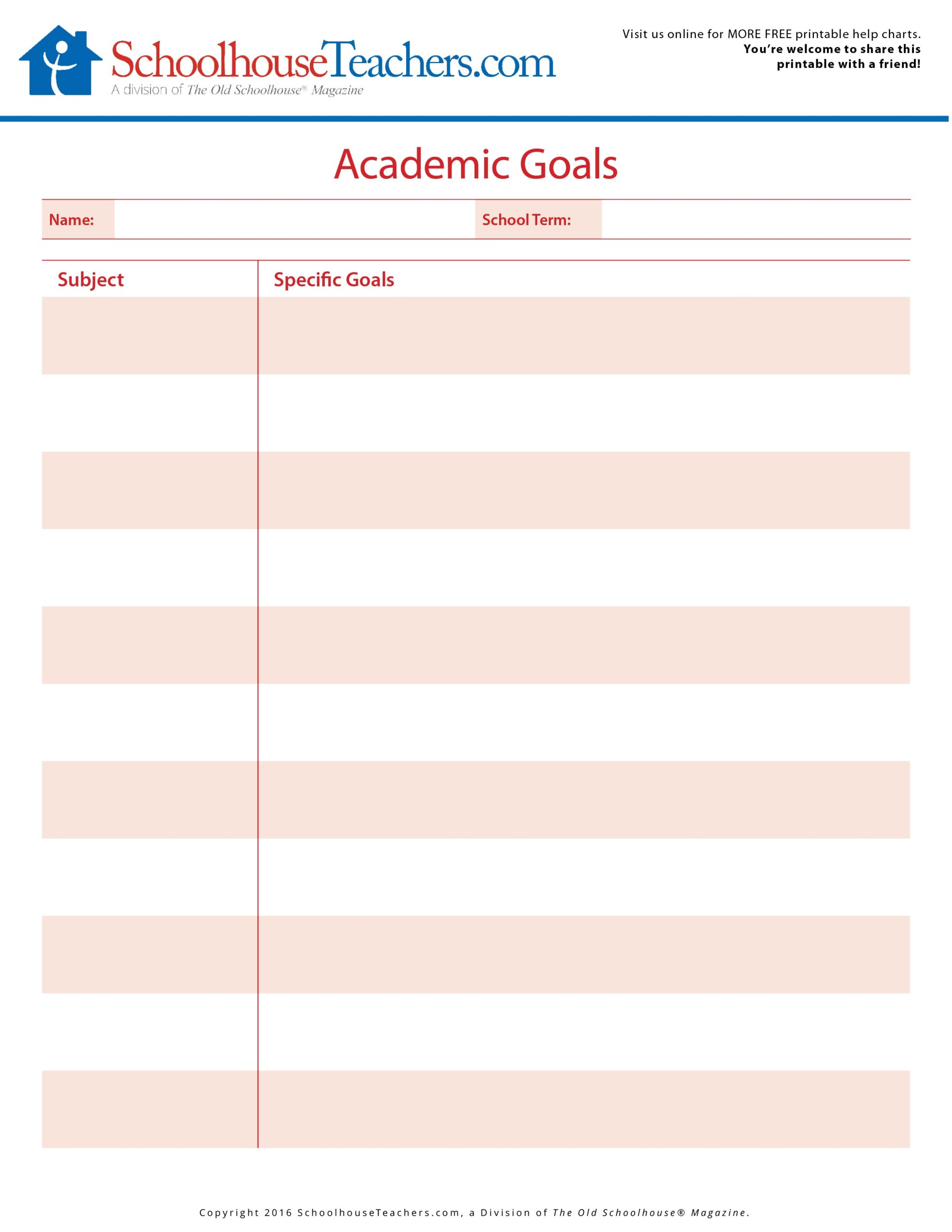 Homeschool Printable Schedules Planners Academic Goals For The Year