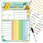 JJPRO Dinosaur Magnetic Chore Chart Dry Erase 26 Tasks 63 Stars 8 5 x12 Walmart