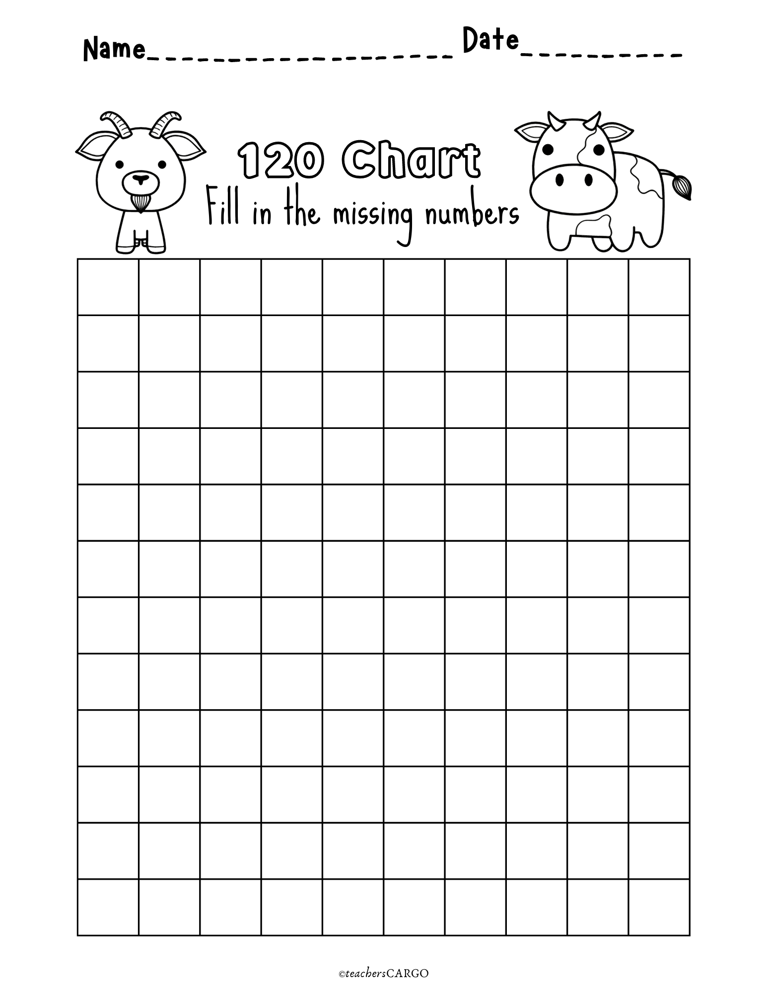 Missing Numbers To 120 Counting To 120 Worksheets 50s 100s 120 Chart Made By Teachers