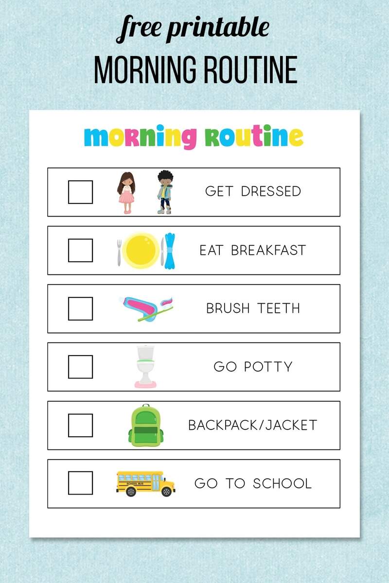 Morning Routine Printable Free Routine Activity Charts Customizable For Your Family