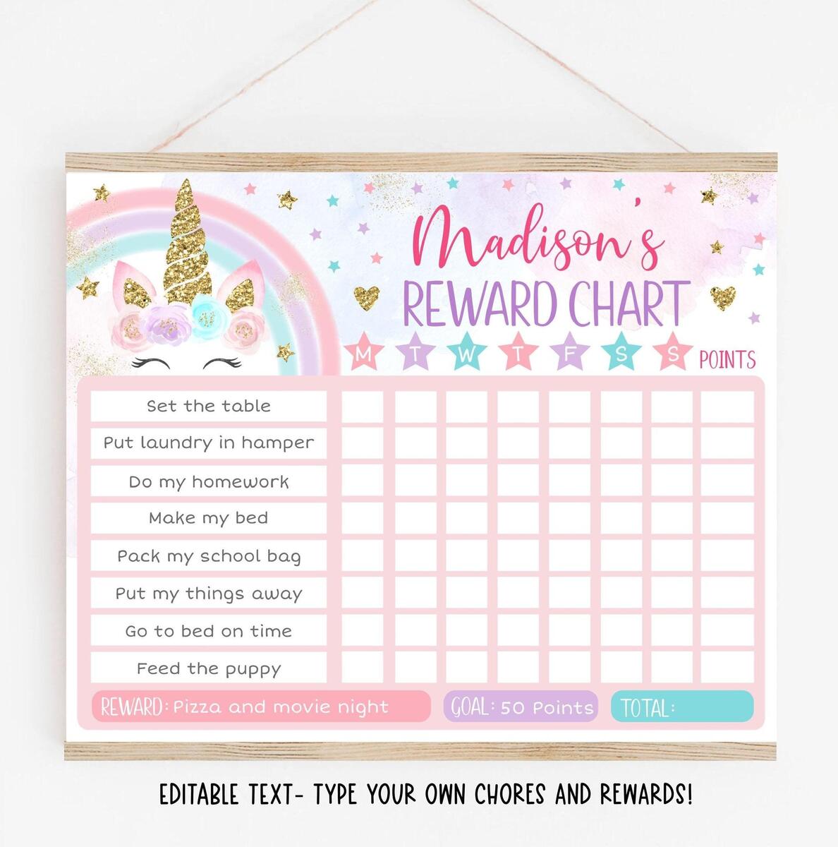 Autocollant Enfant Pastel Reward Chart Printable Chore Chart For Girl Toddler Routine Chart Behavior Chart For Kids Sticker Chart Daily Routine Chart Magnetic Letters For Kids