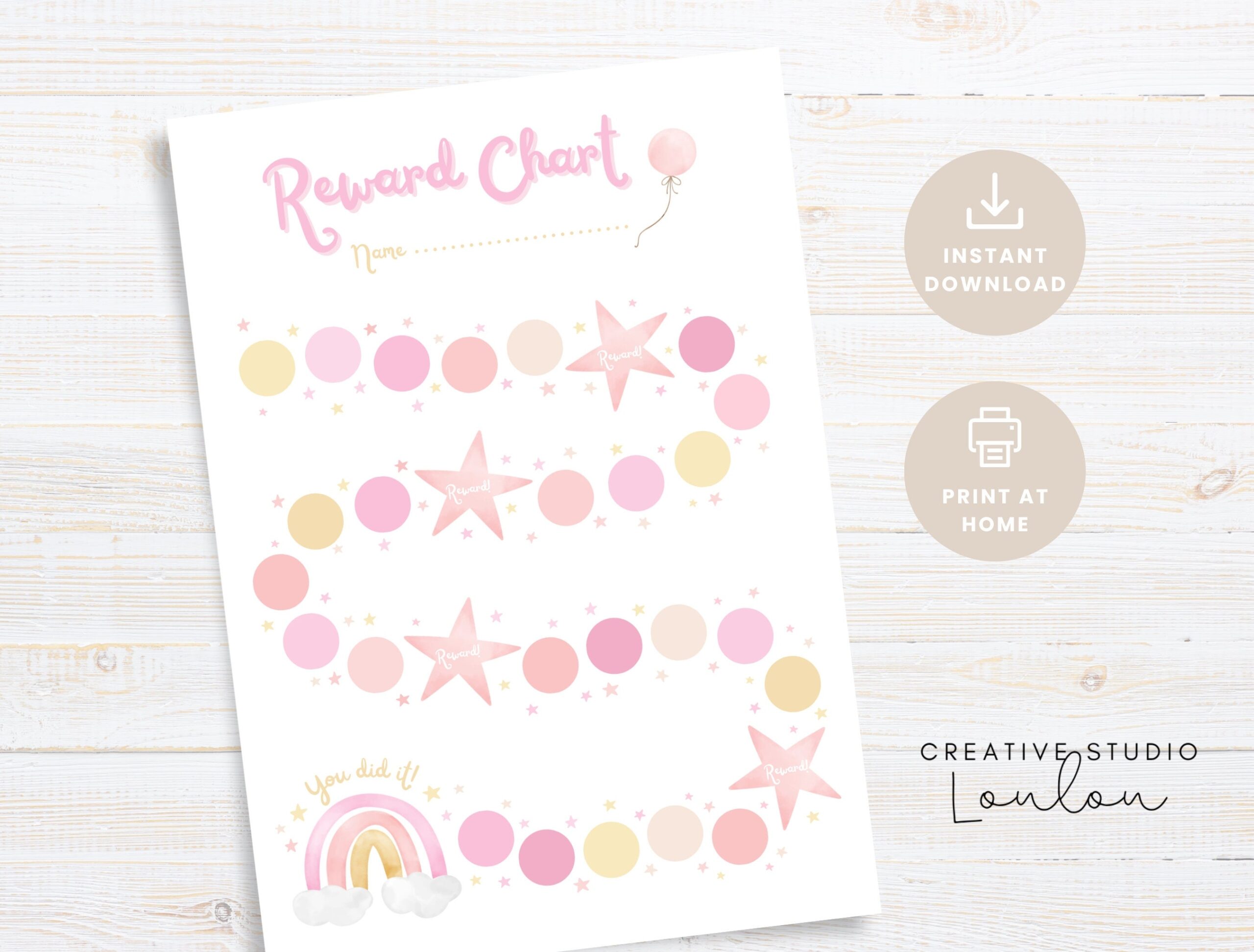 Pink Rainbow Reward Chart Toddler Behavior Potty Training digital Download Etsy