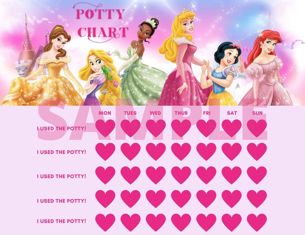 Princess Potty Chart Princess Toilet Training Chart Etsy Cinderella Potty Training Chart Princess Reward Tracker Printable PDF Etsy