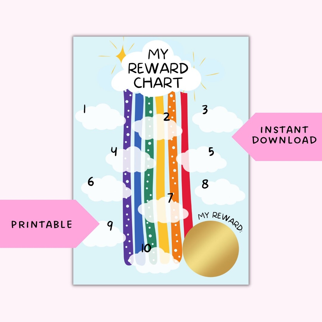 Printable Rainbow Reward Chart Children s Reward Chart Download Behaviour Chart Reward Chart Digital Download Children s Prints Etsy