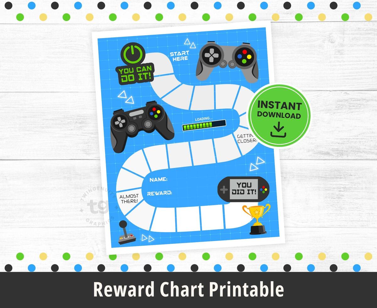 Printable Video Game Reward Chart Video Game Reward Chart Kids Video Game Behavior Chart Reward Chart Game Chart Motivation DIGITAL Etsy
