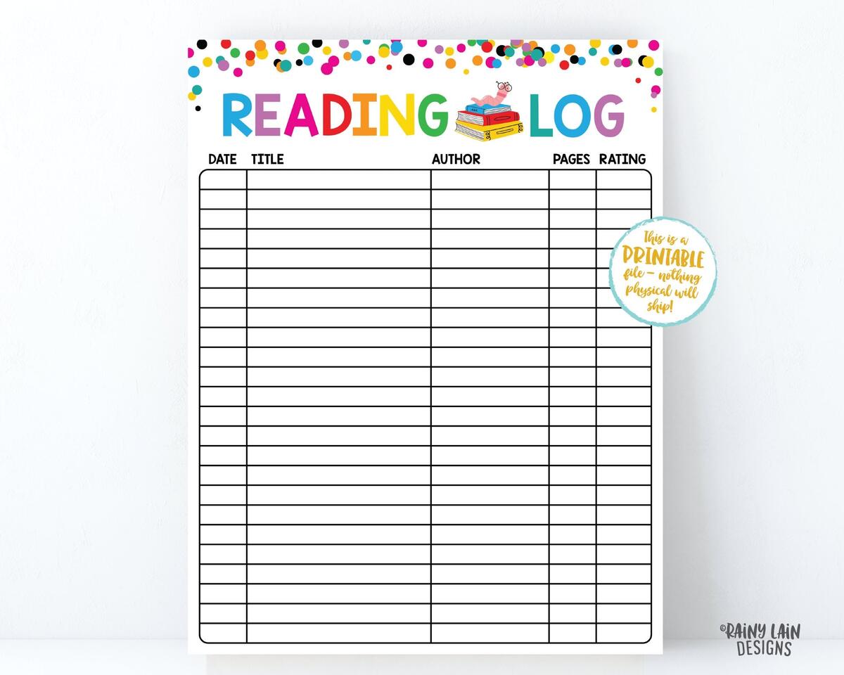 Reading Log Printable Reading Log For Kids Spring Reading Log Home School Reading Activity Kids Reading Log Summer Reading Log Book Worm Etsy
