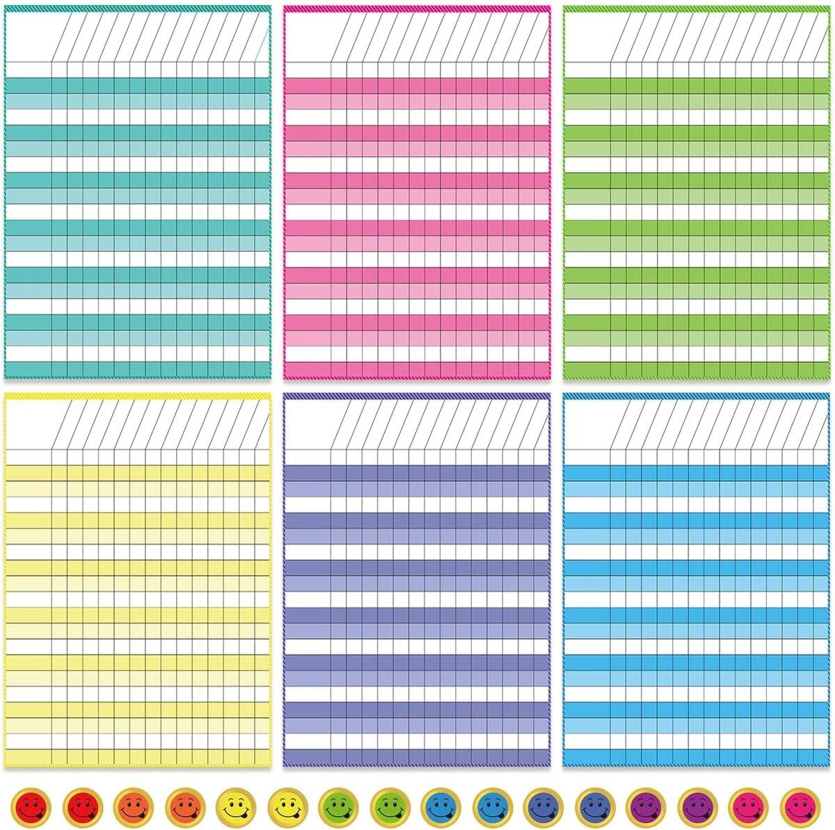 Reward Chart 8 Pack Colorful Dry Erase Incentive Chart Multi Color Classroom Laminated Dry Erase Reward Chore Charts With 1350 Reward Star Stickers For School Attendance Homework Progress Tracking 13 X 17 Star
