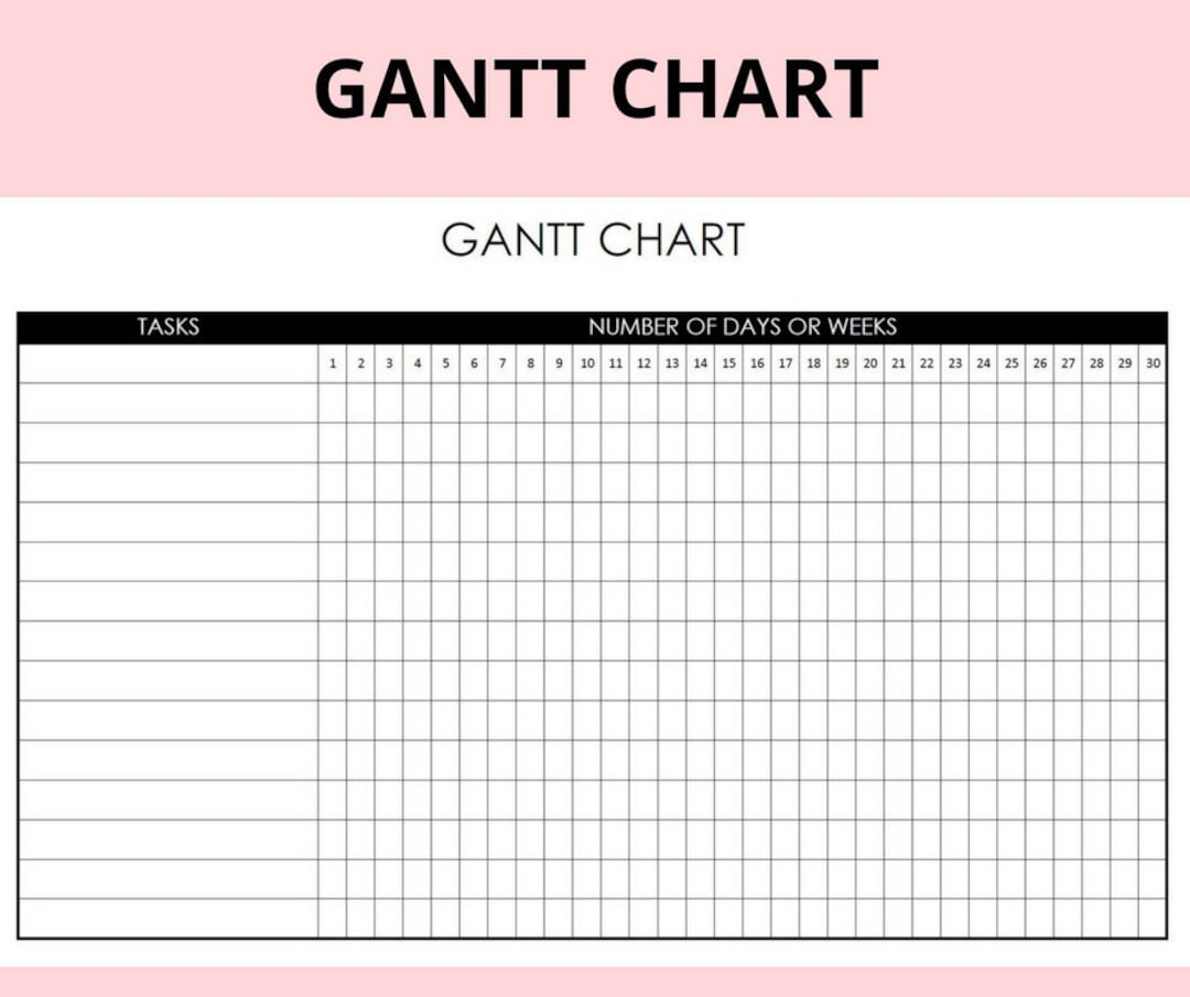 Simple Project Gantt Chart Diagram Template Project Management To Plan And Schedule Timeline Digital Download Etsy Free To Customize Gantt Chart Templates Canva