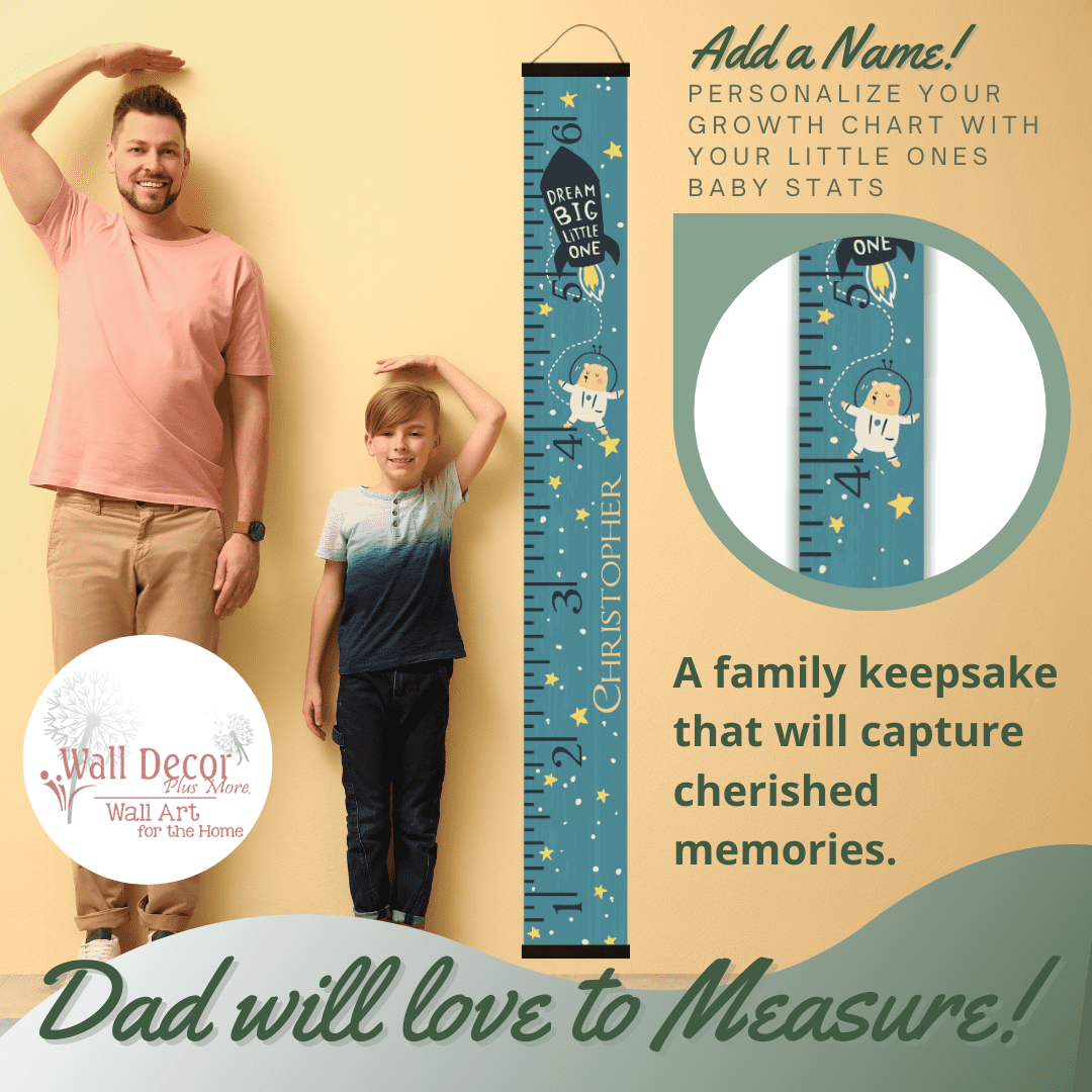 Space Canvas Growth Chart For Wall Nursery Decor Ready To Hang Kids Height Wall Chart Rocket Ship Growth Chart For Kids Height Chart For Kids Kids Growth Chart